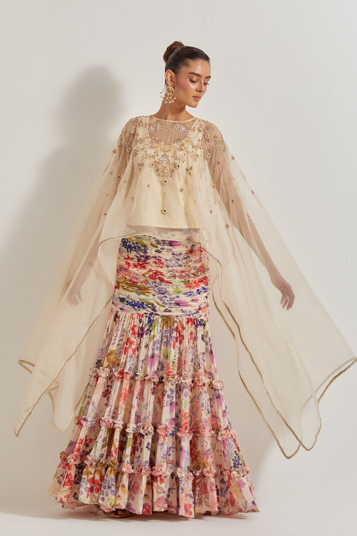 Tiered Skirt With Cape