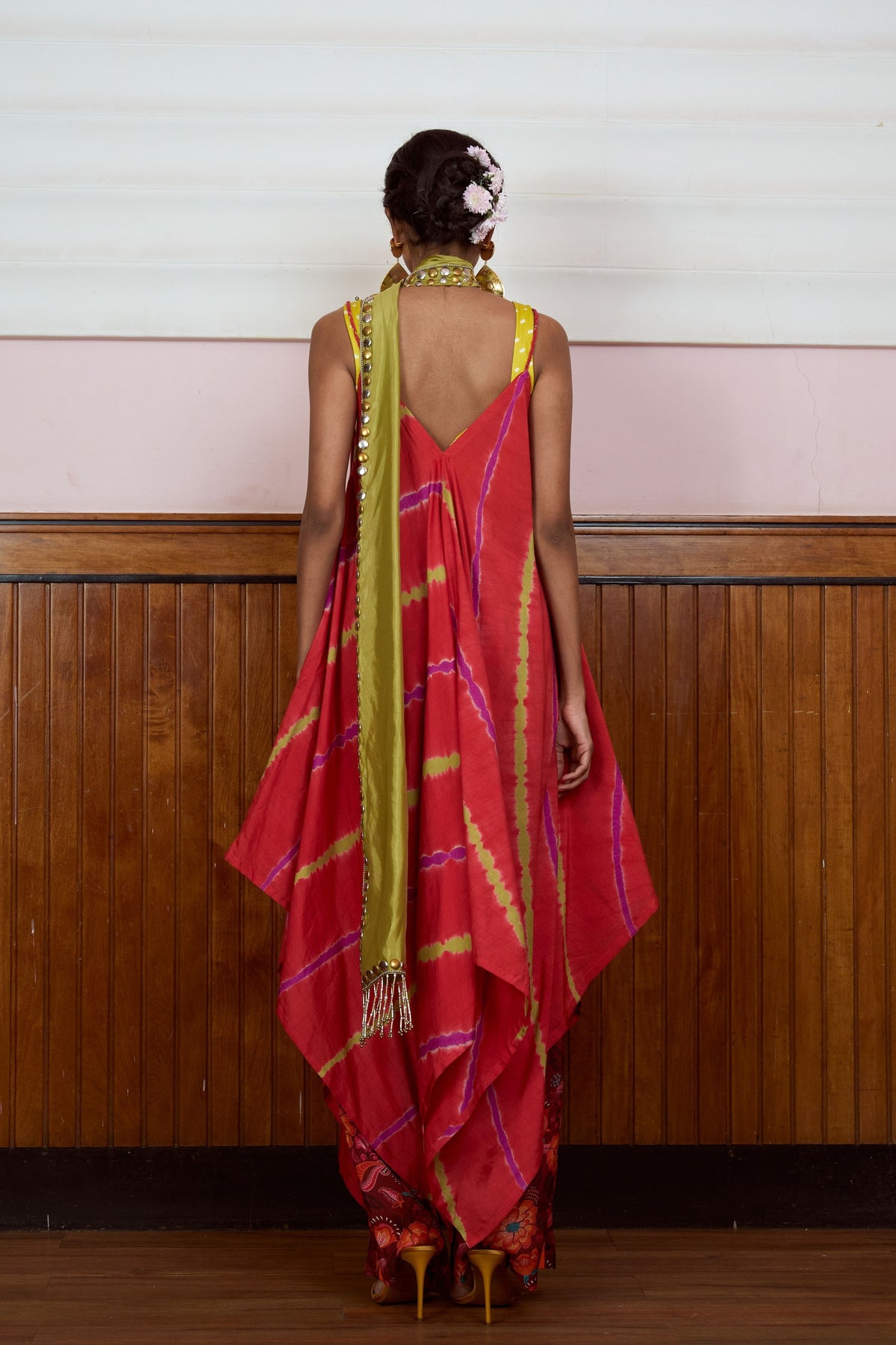 Waheeda Coral Hankerchief Kurta Set