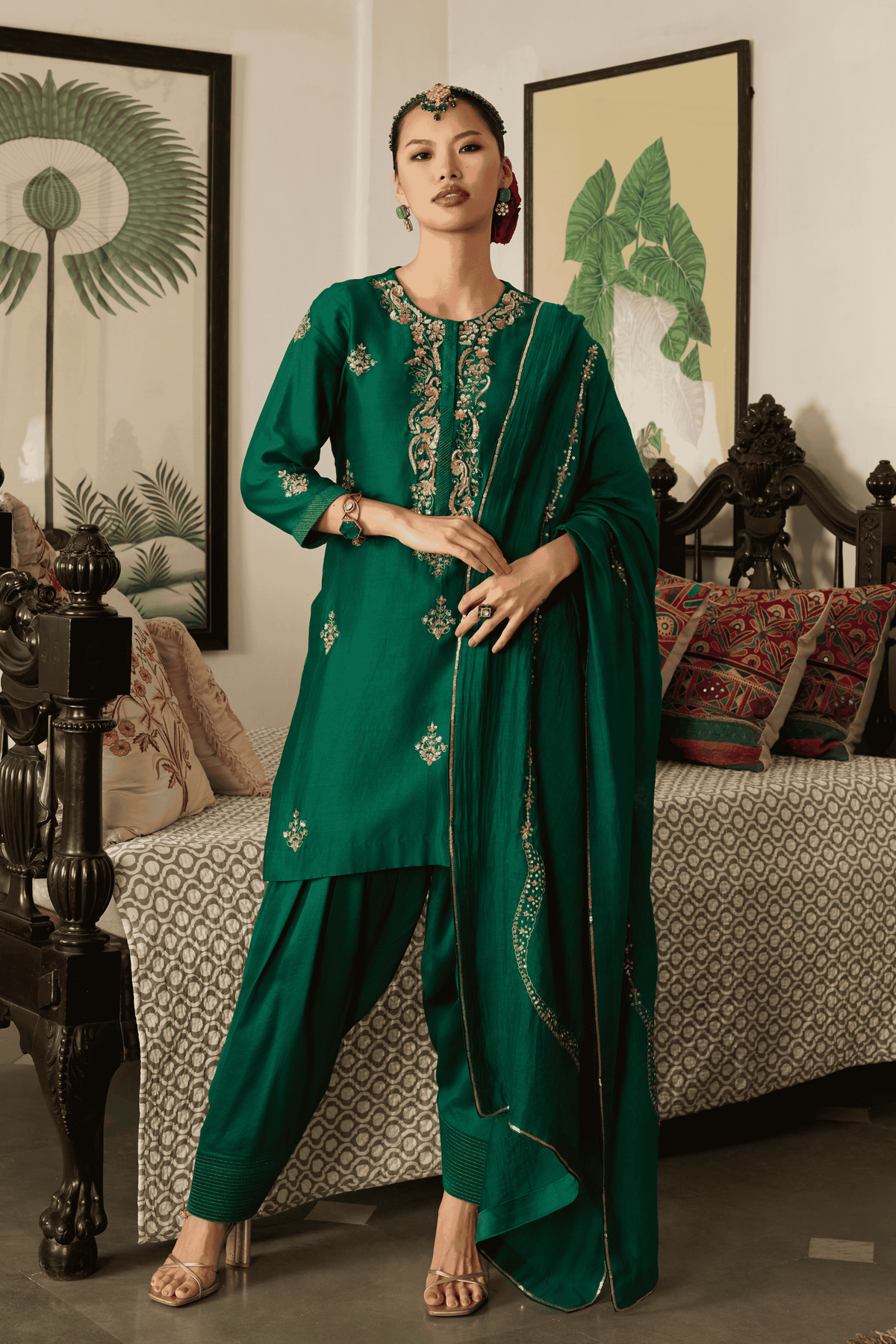 Green Silk Kurta Set