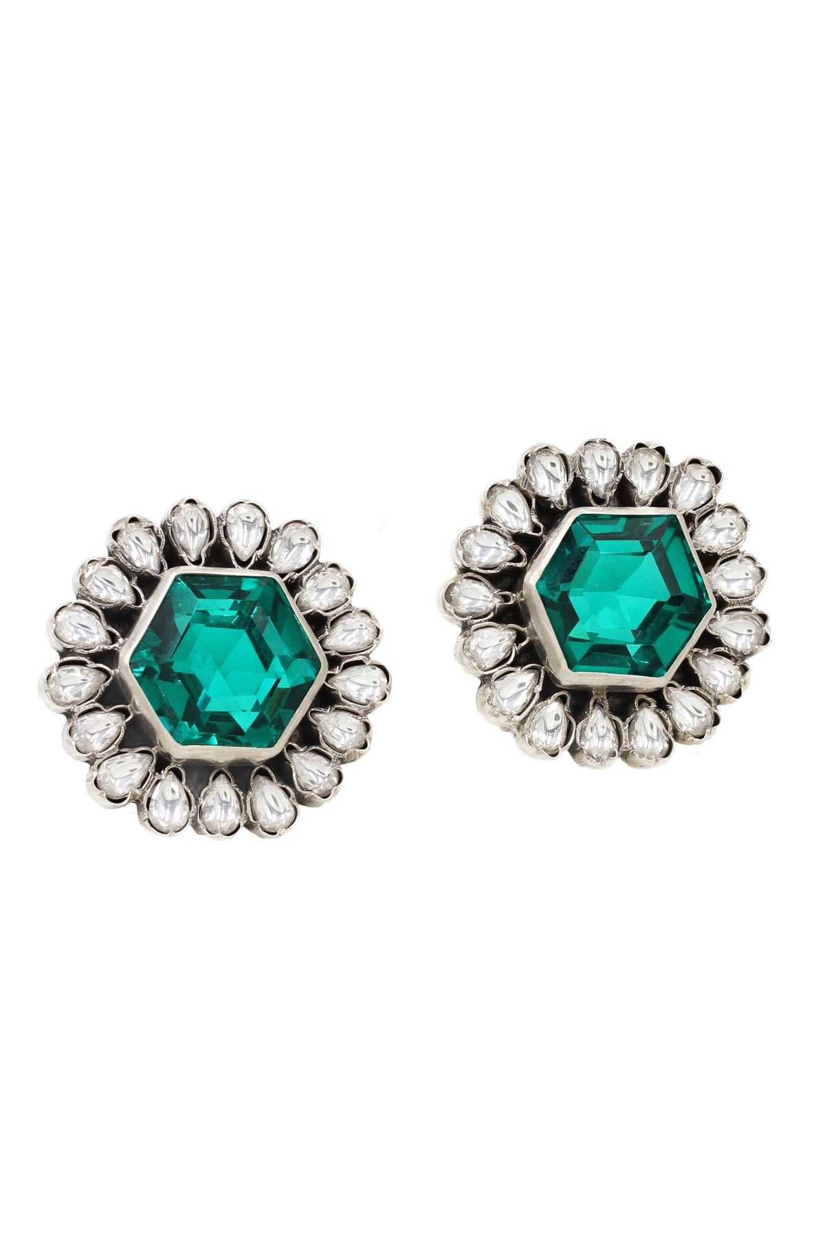 Green Earrings in Silver