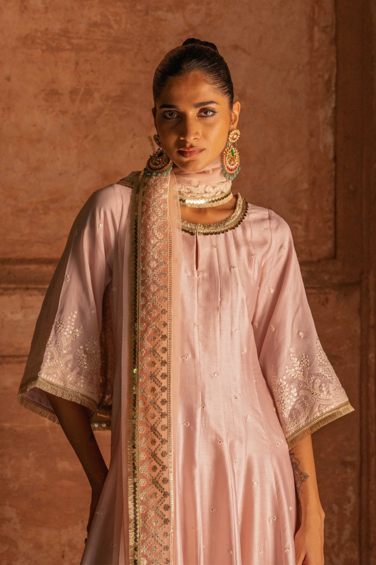 Forest Onion Pink Anarkali Set