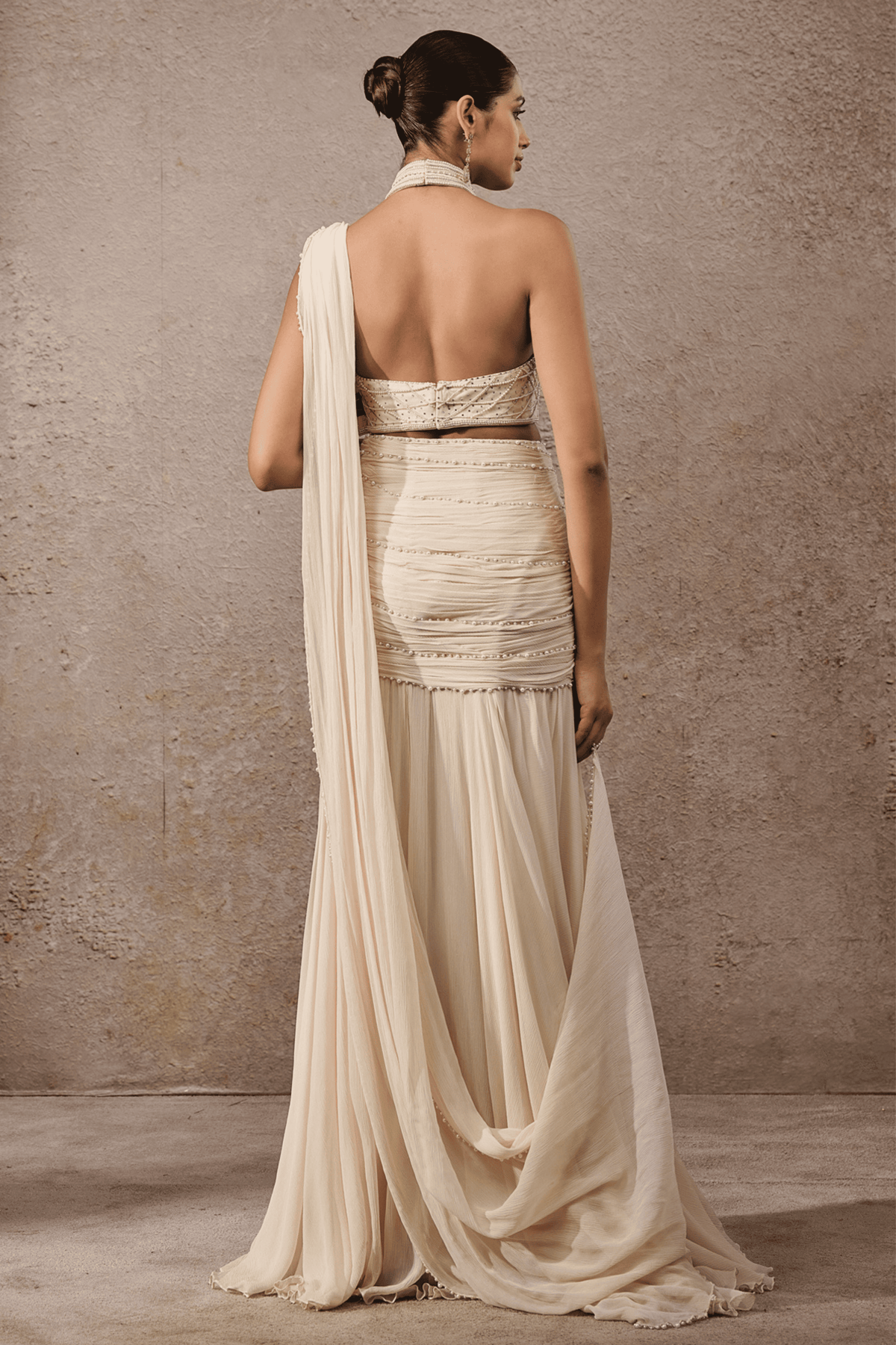 Ivory Ombre Pearl Concept Saree