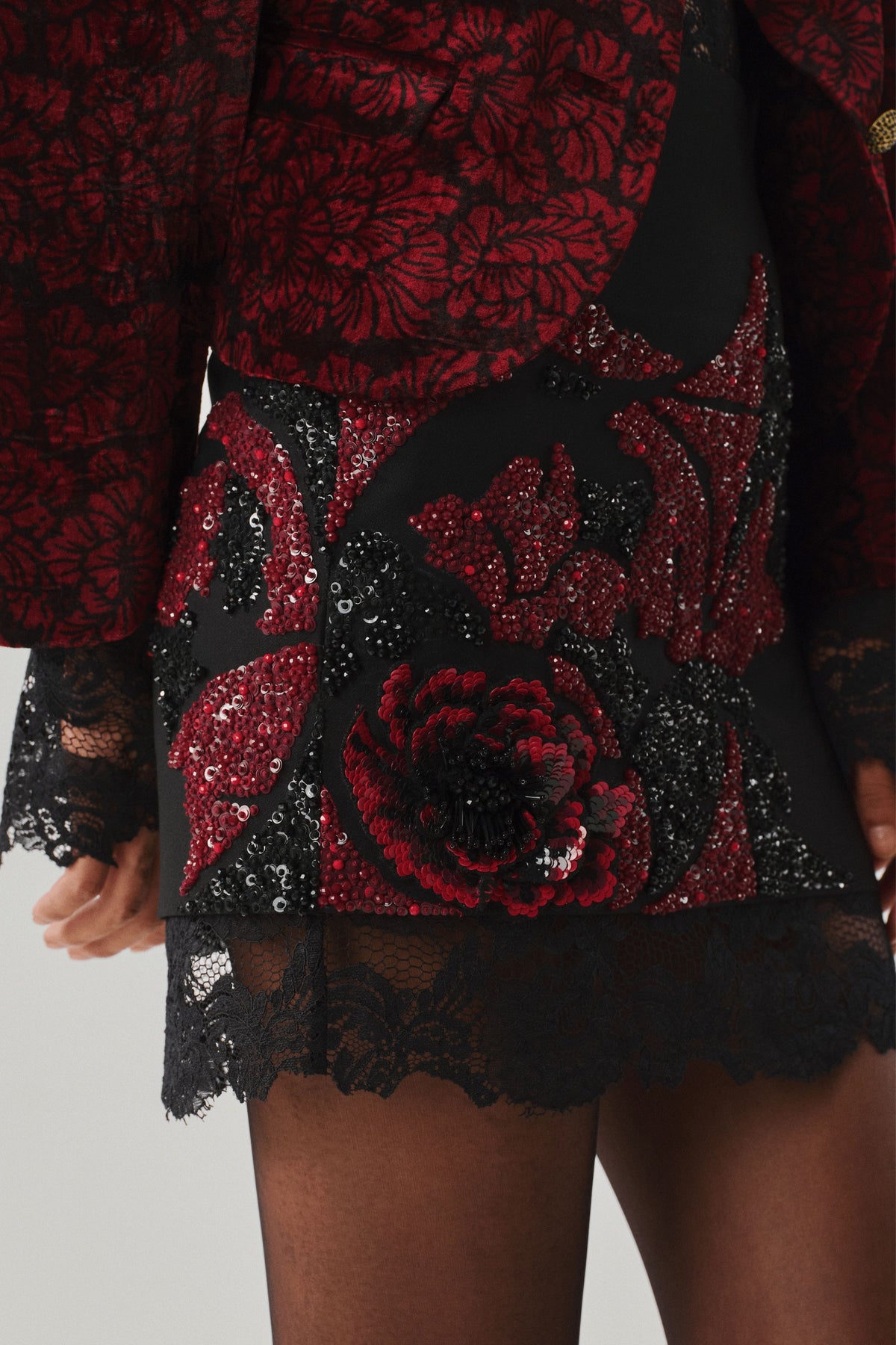 Wild Rose Embroidered Mini Skirt