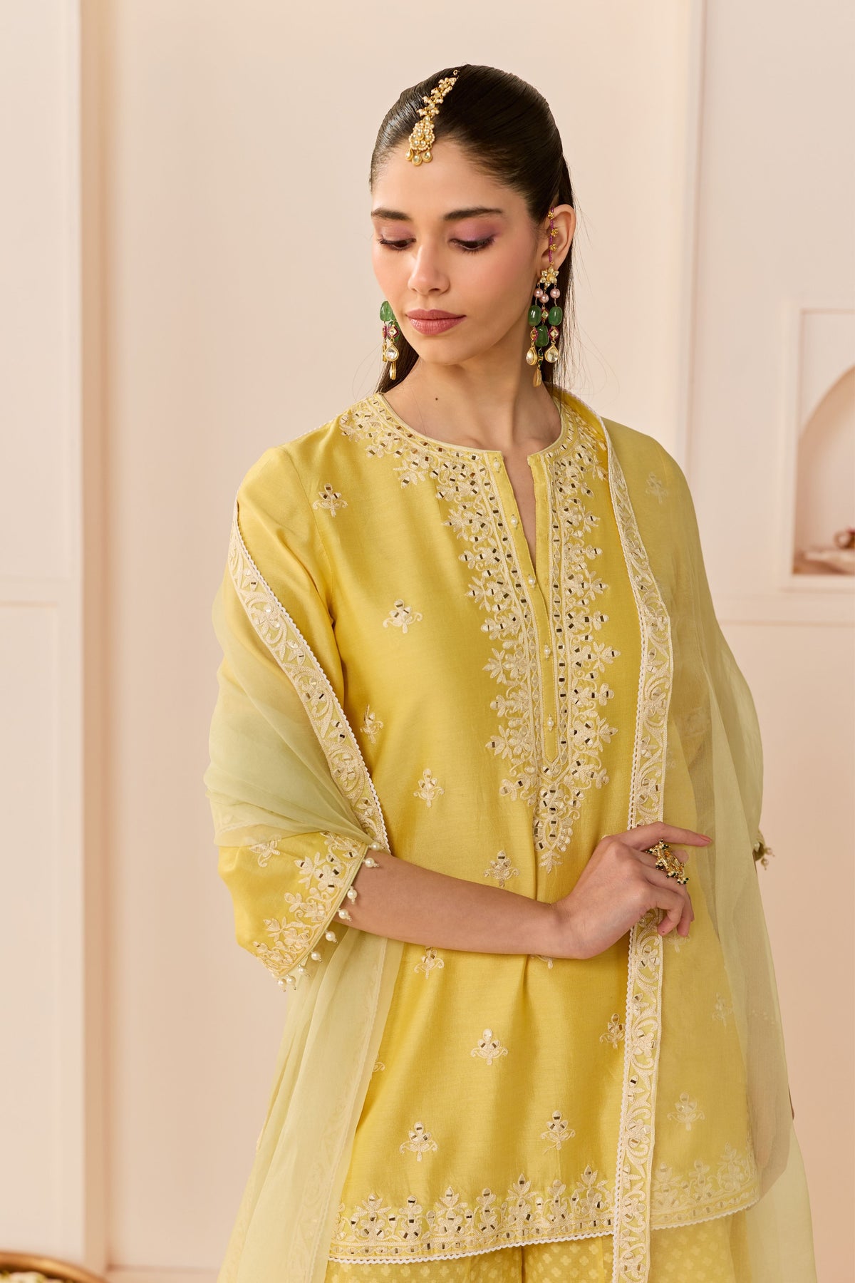 Rehma Lemon Yellow Sharara Set