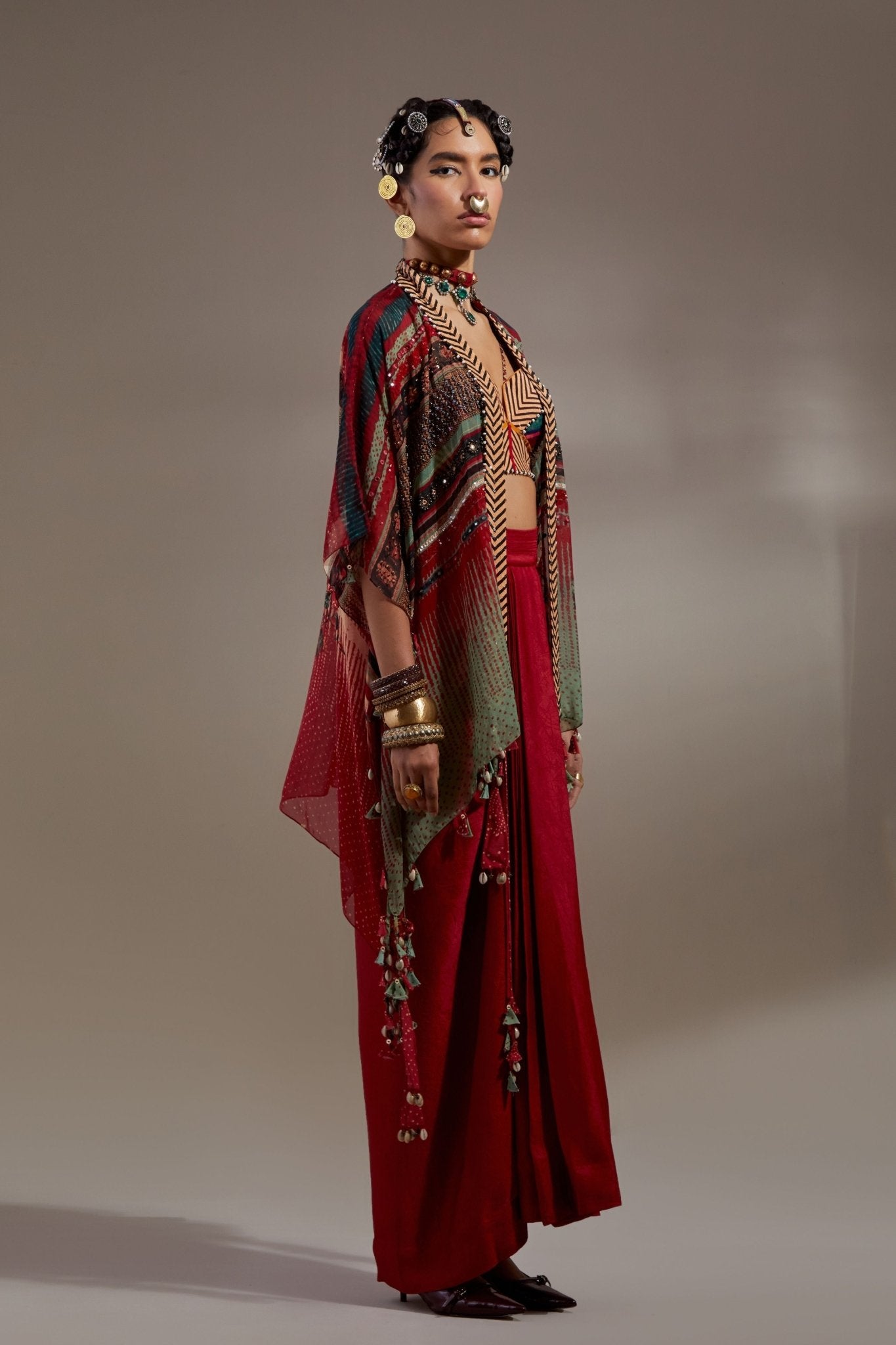 Multi Veni Jacket Set - Aseem Kapoor - Elahe