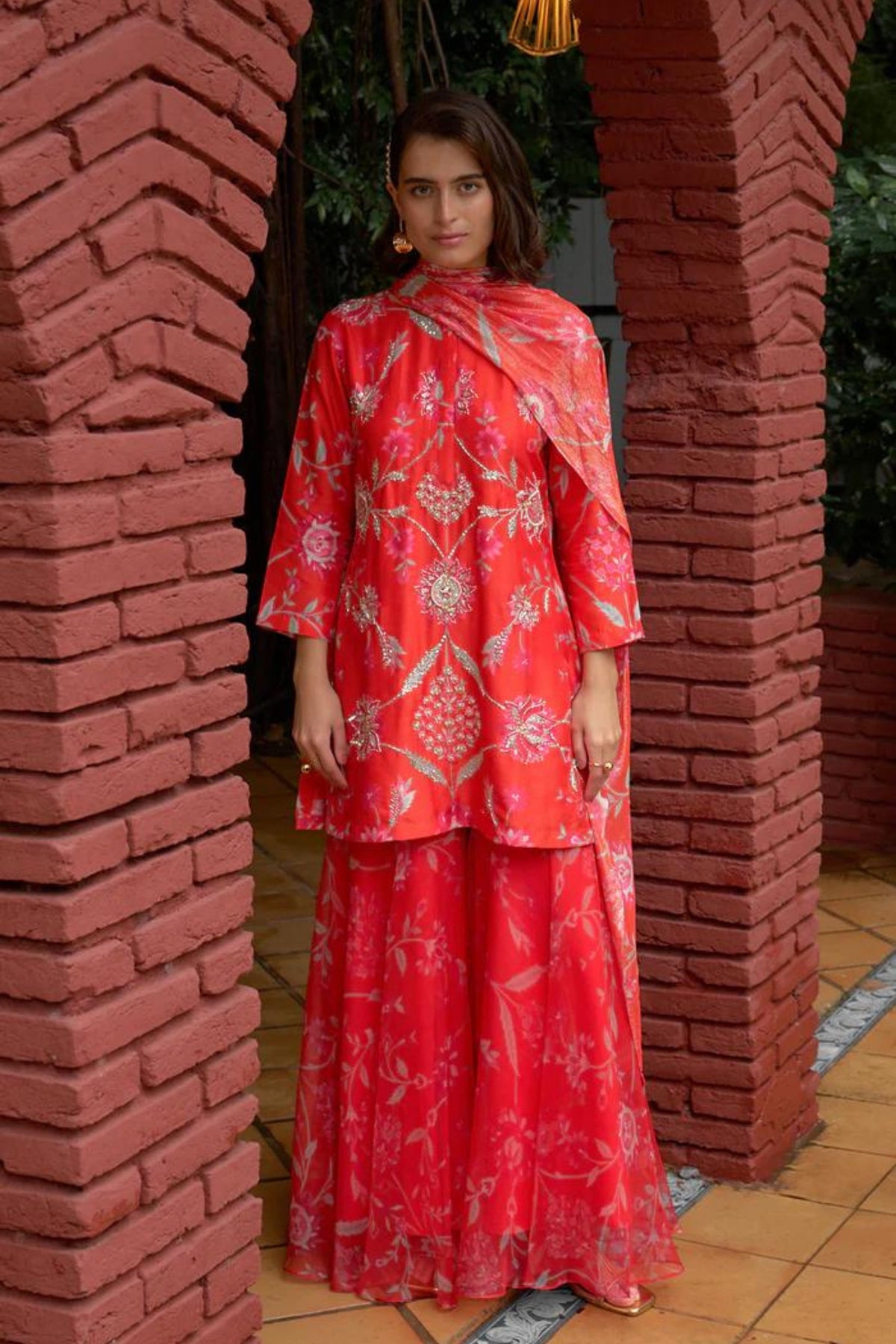 Scarlet Highlight Sharara Set