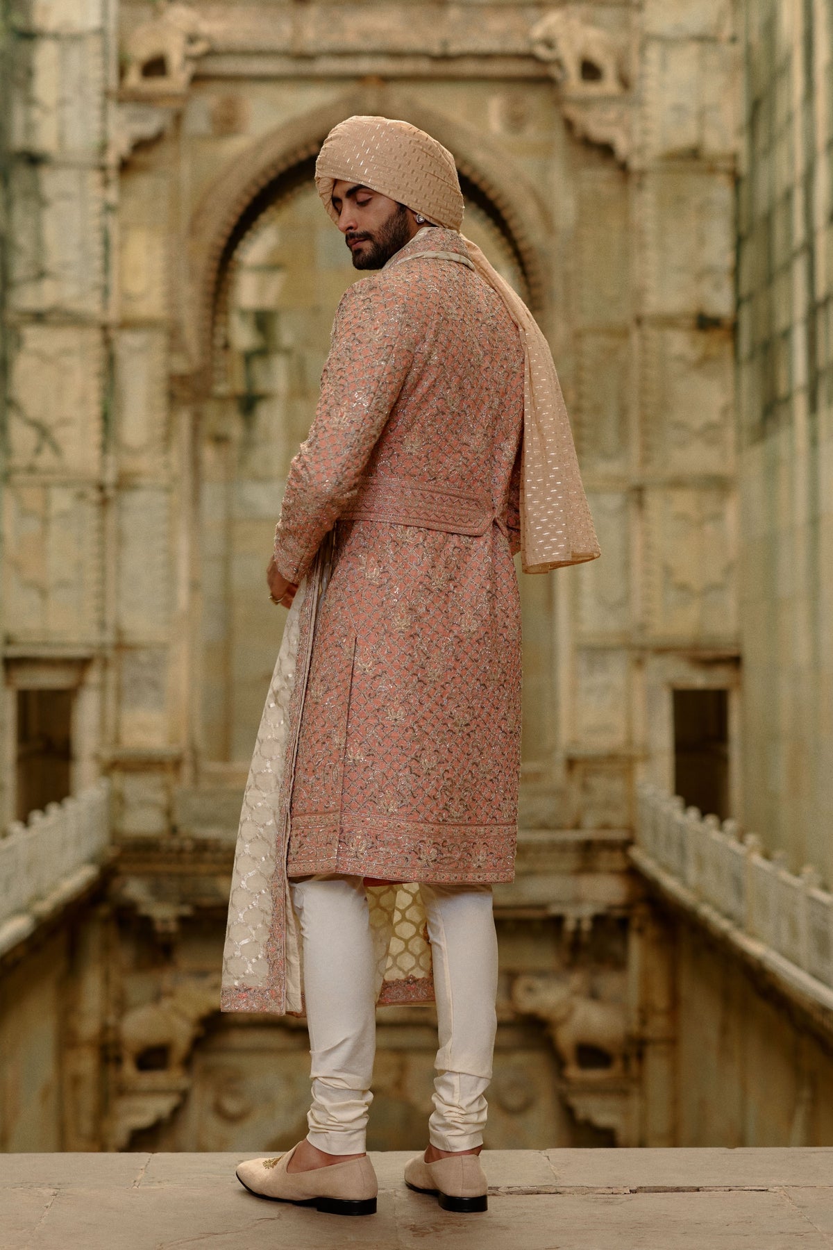Pink Salmon Sherwani Set