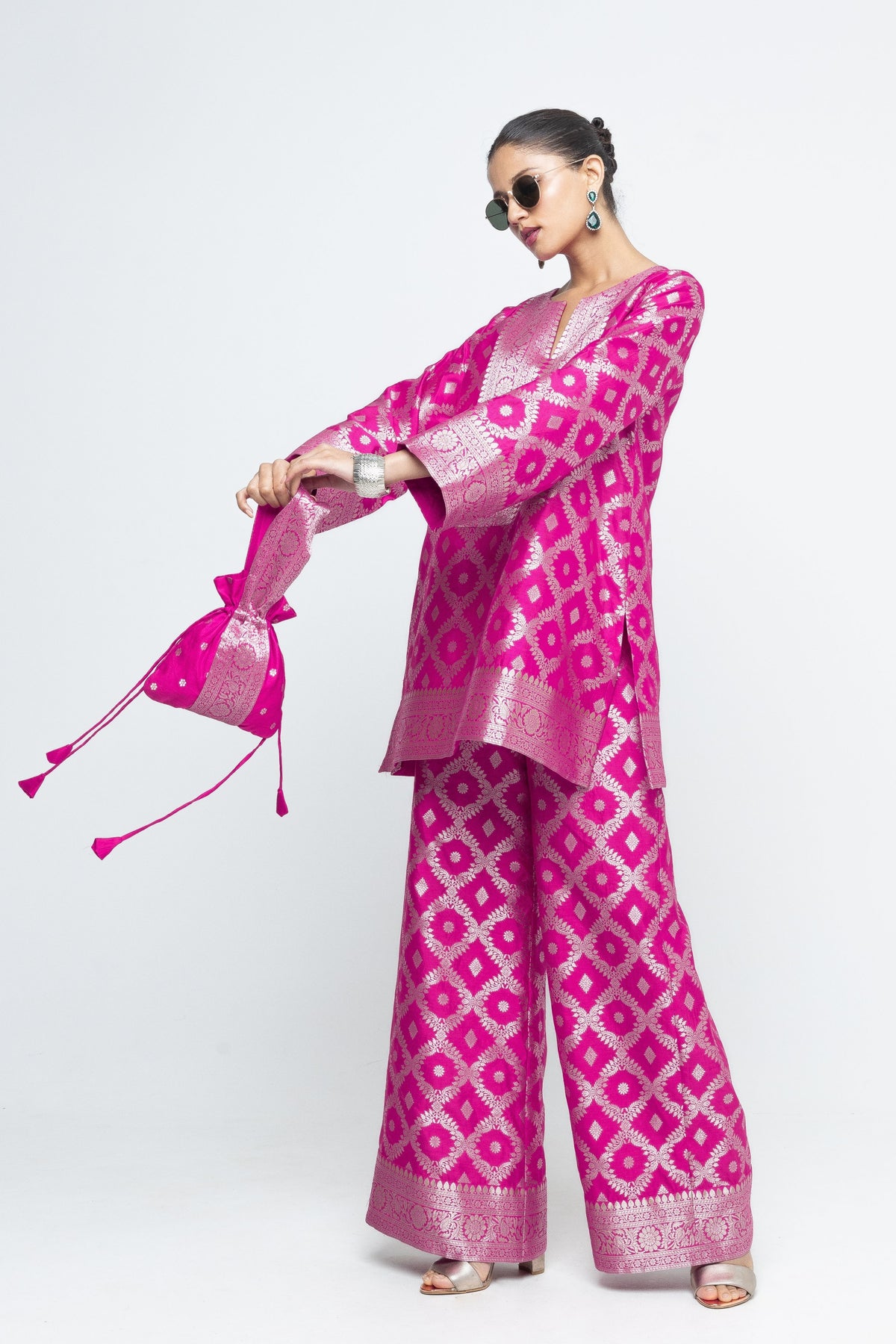 Heera  Jaal Pink Tunic Set