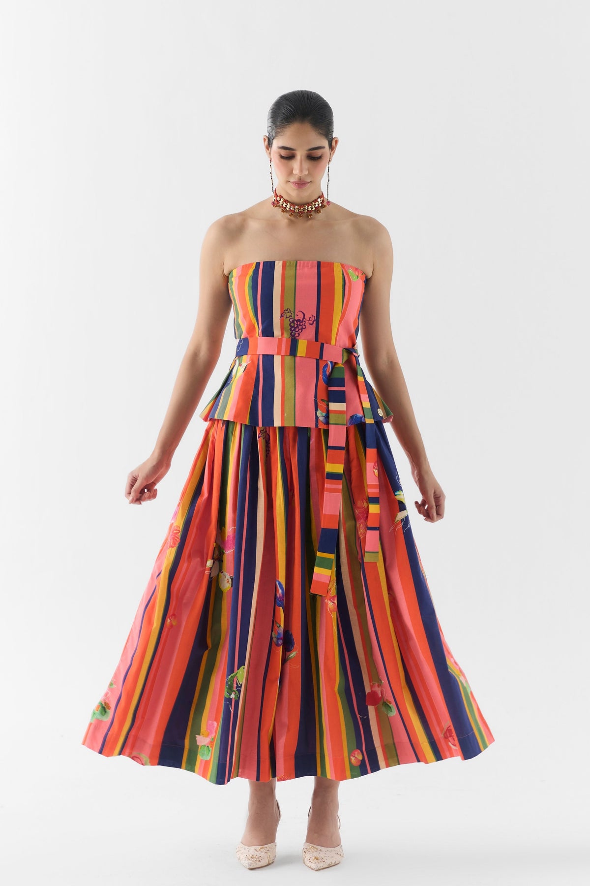 Pink Barcode Skirt Set