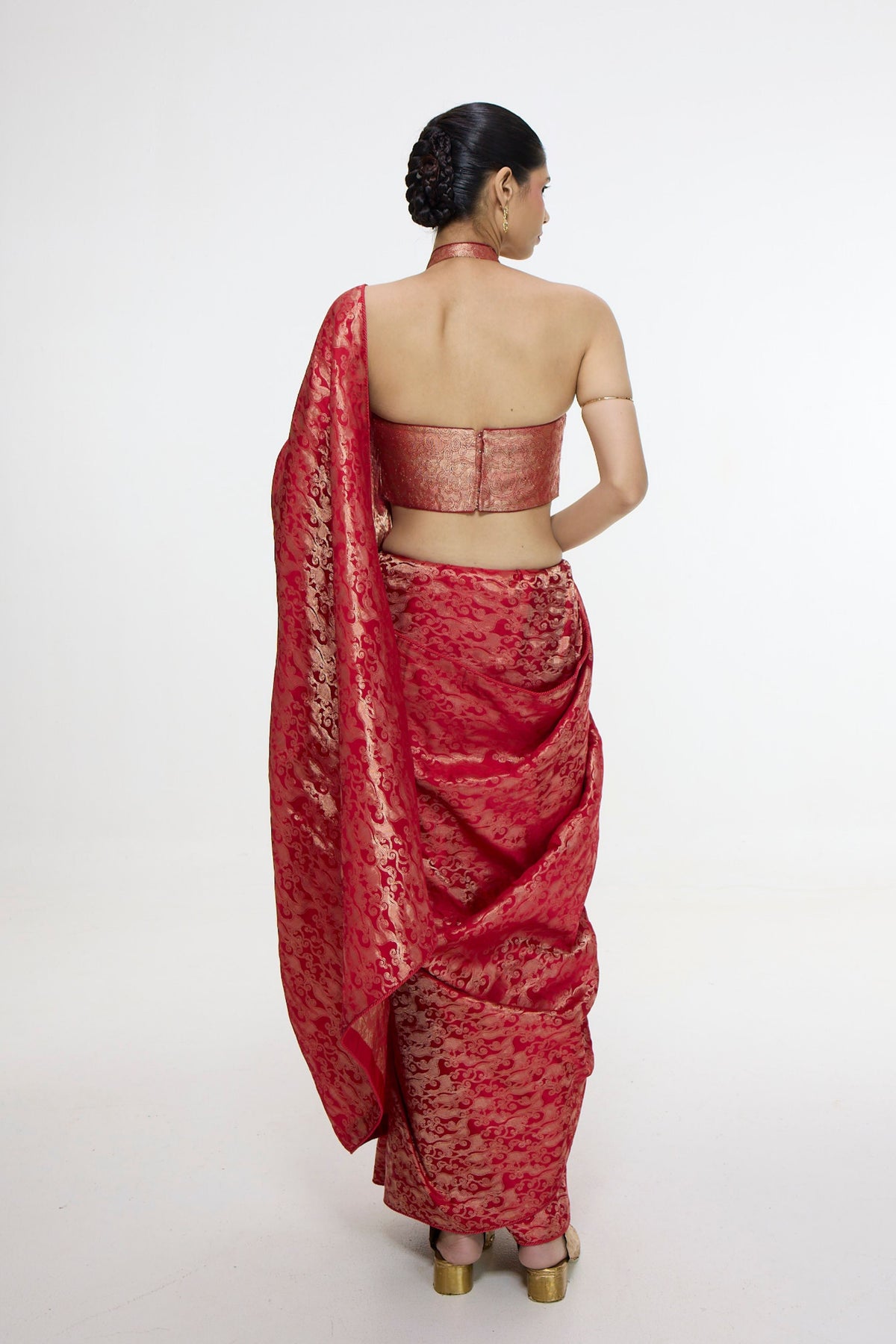Crimson Red Silk Tissue Saree