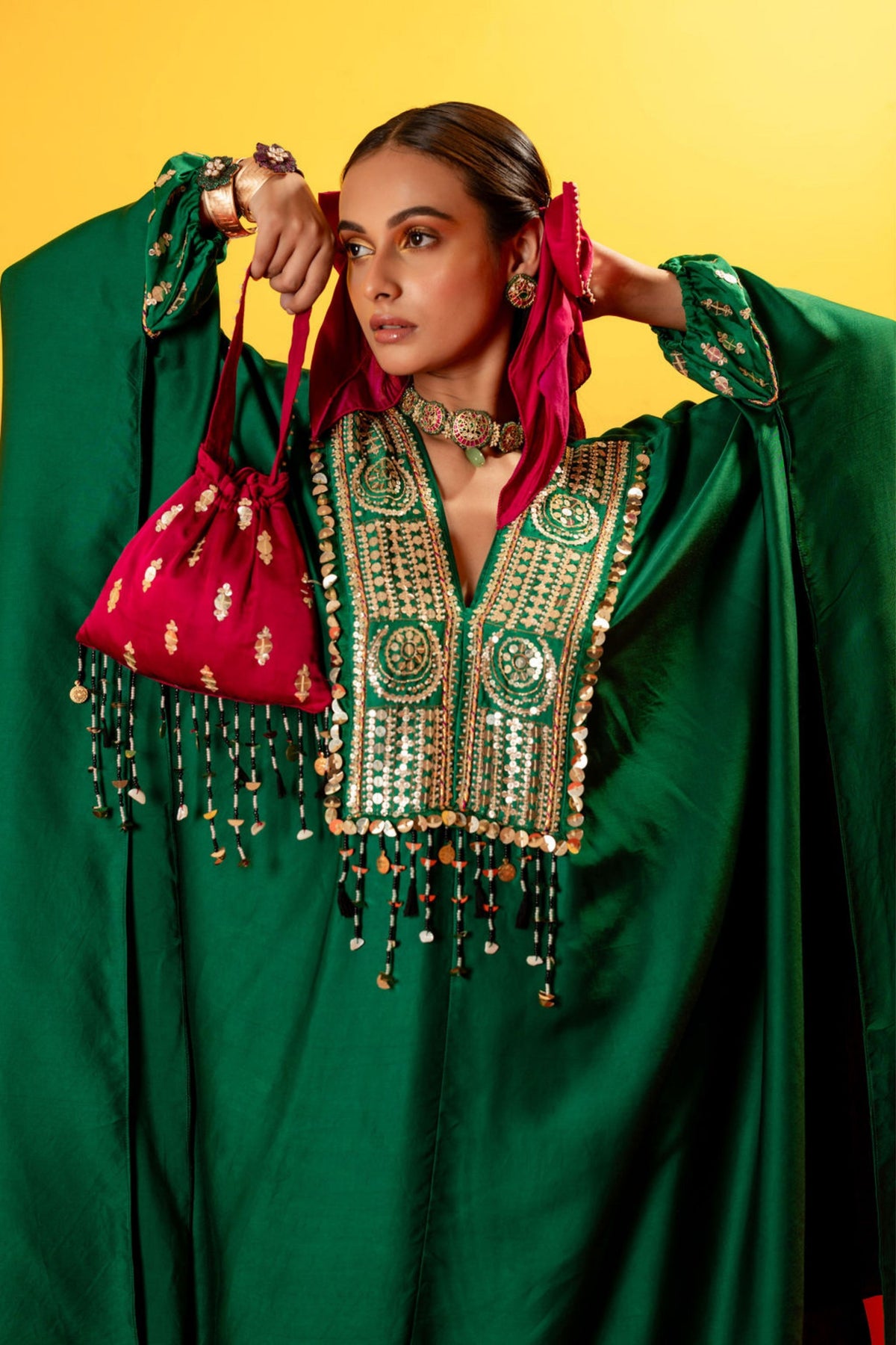 Vani Green Festive Kaftan