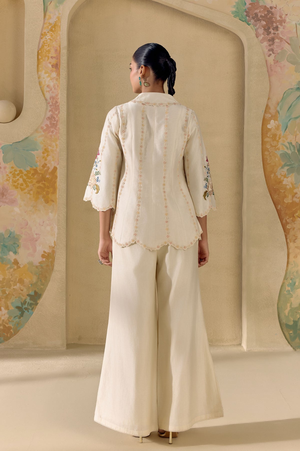 Ivory Floral Cordwork Jacket