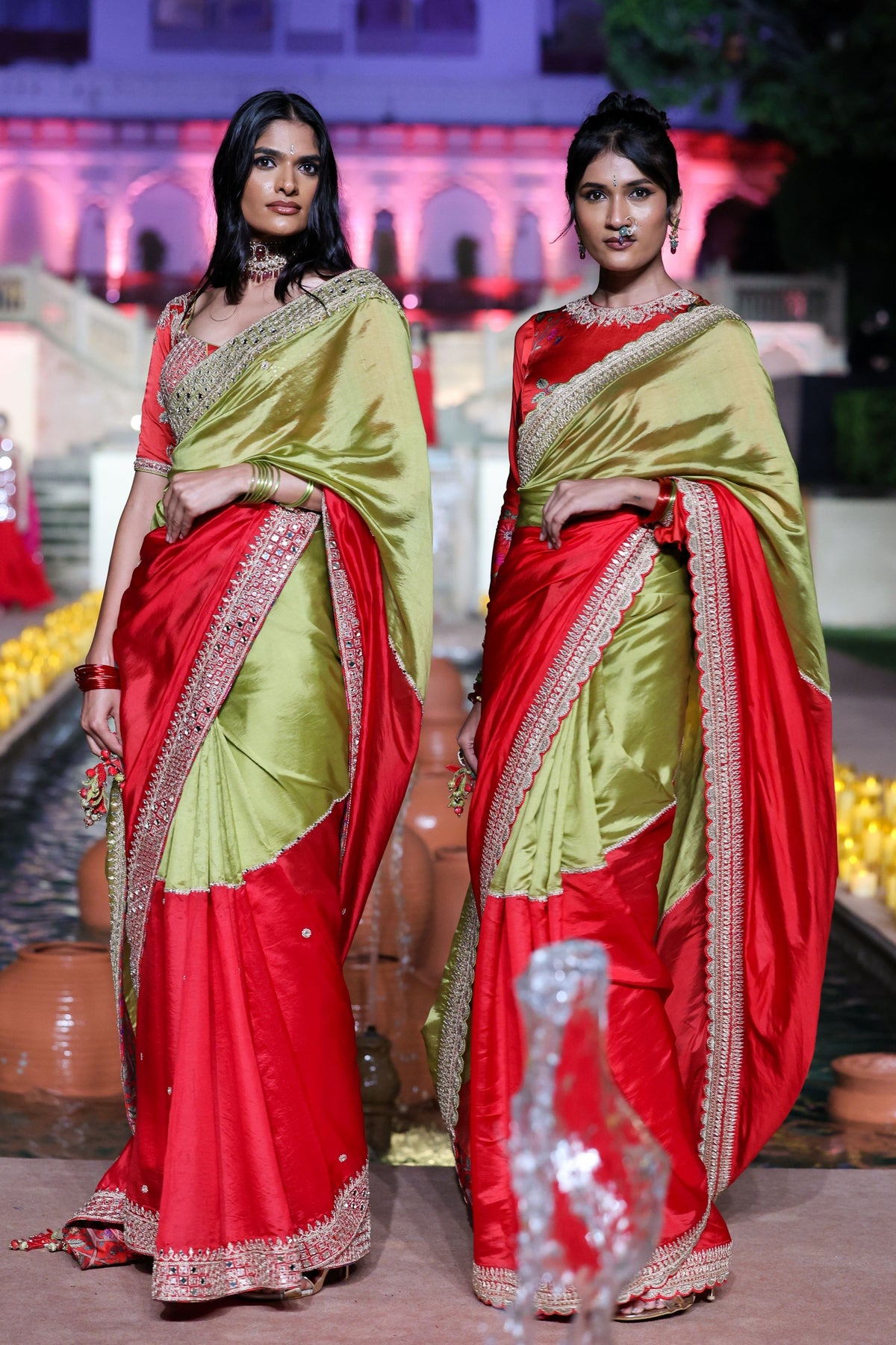 Surkh Laal Marodi Saree Set