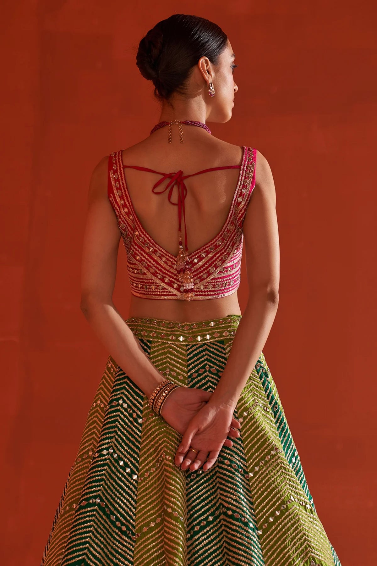 Multicolor Raw Silk Lehenga Set