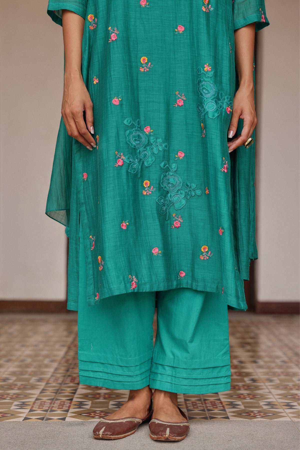 Teal Bloom Kurta Set