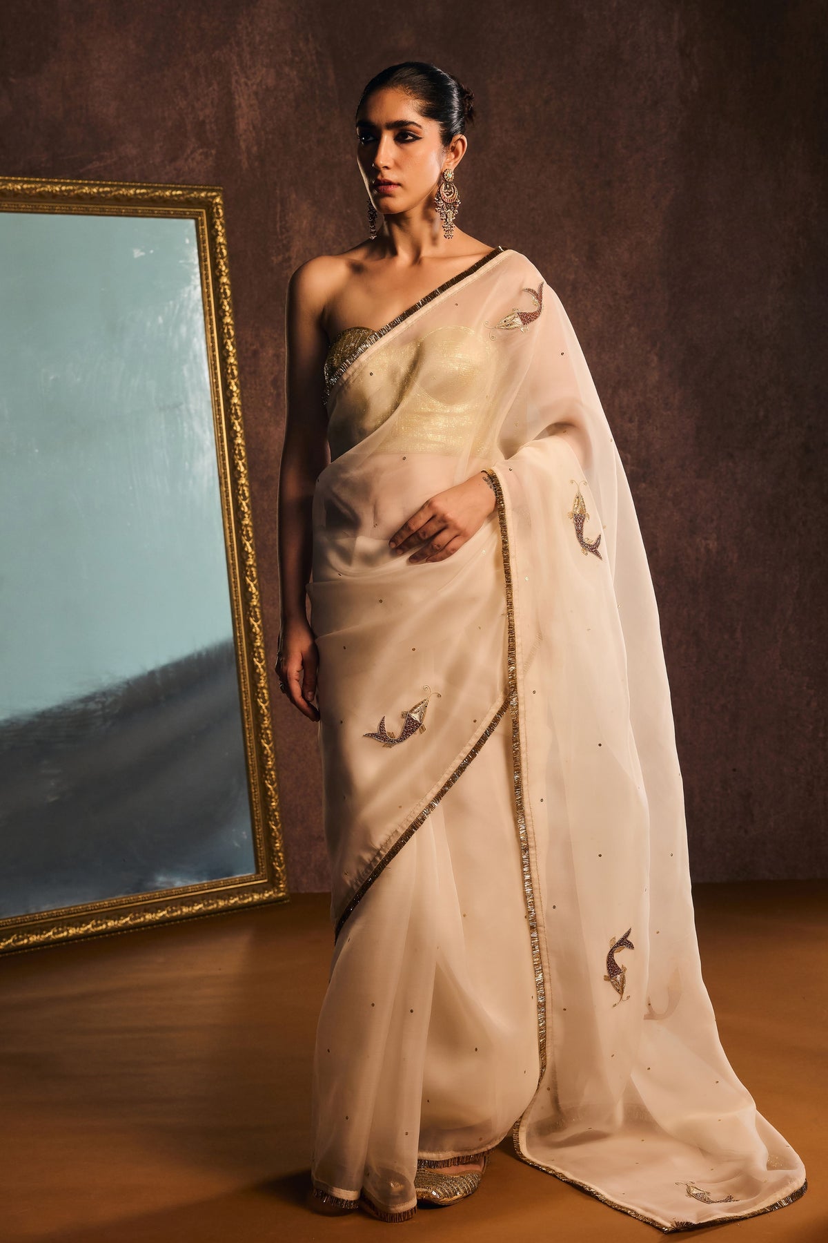 Ivory Matsya Saree