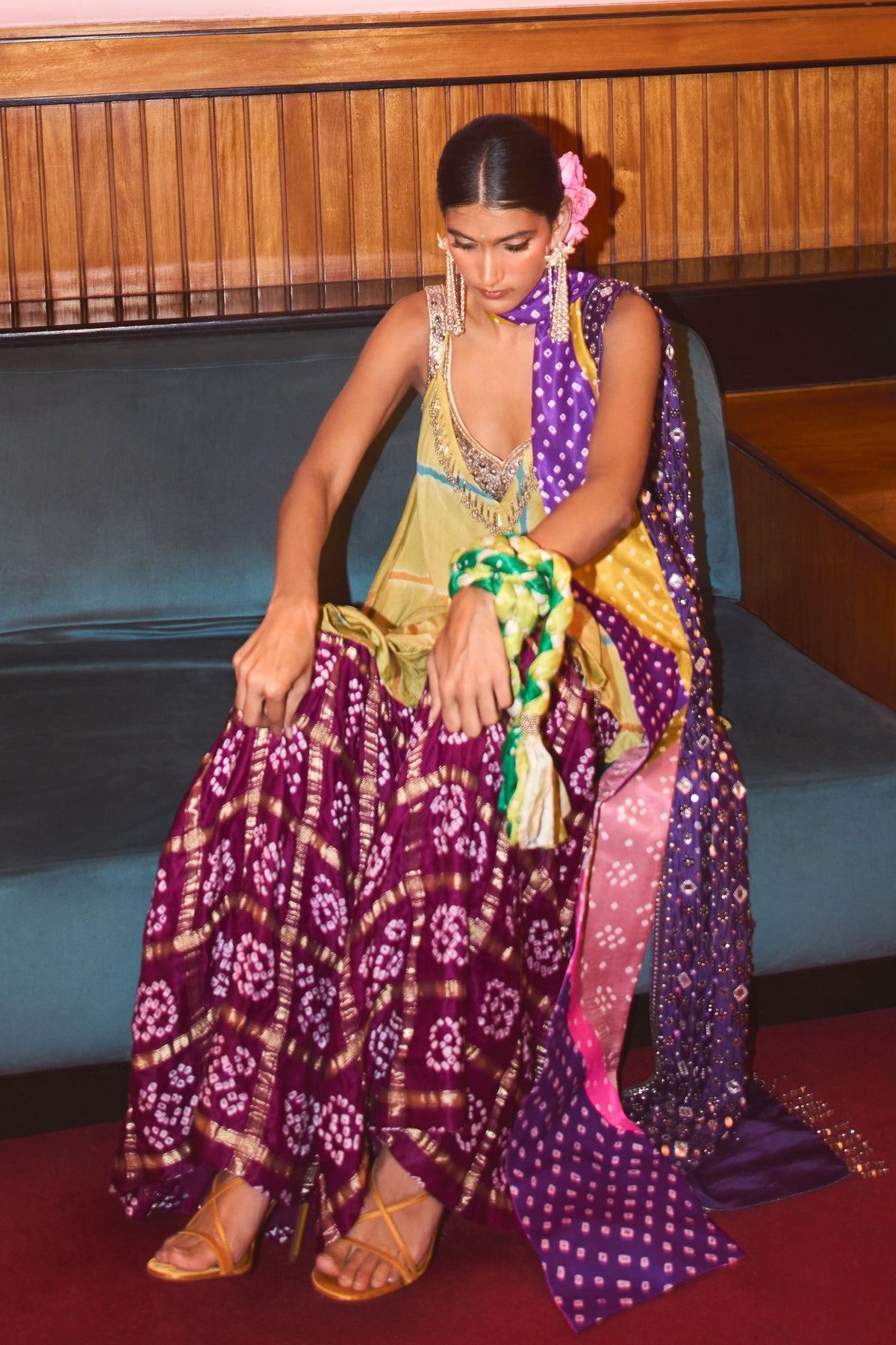 Rangeela Olive Mulberry Gharara Set