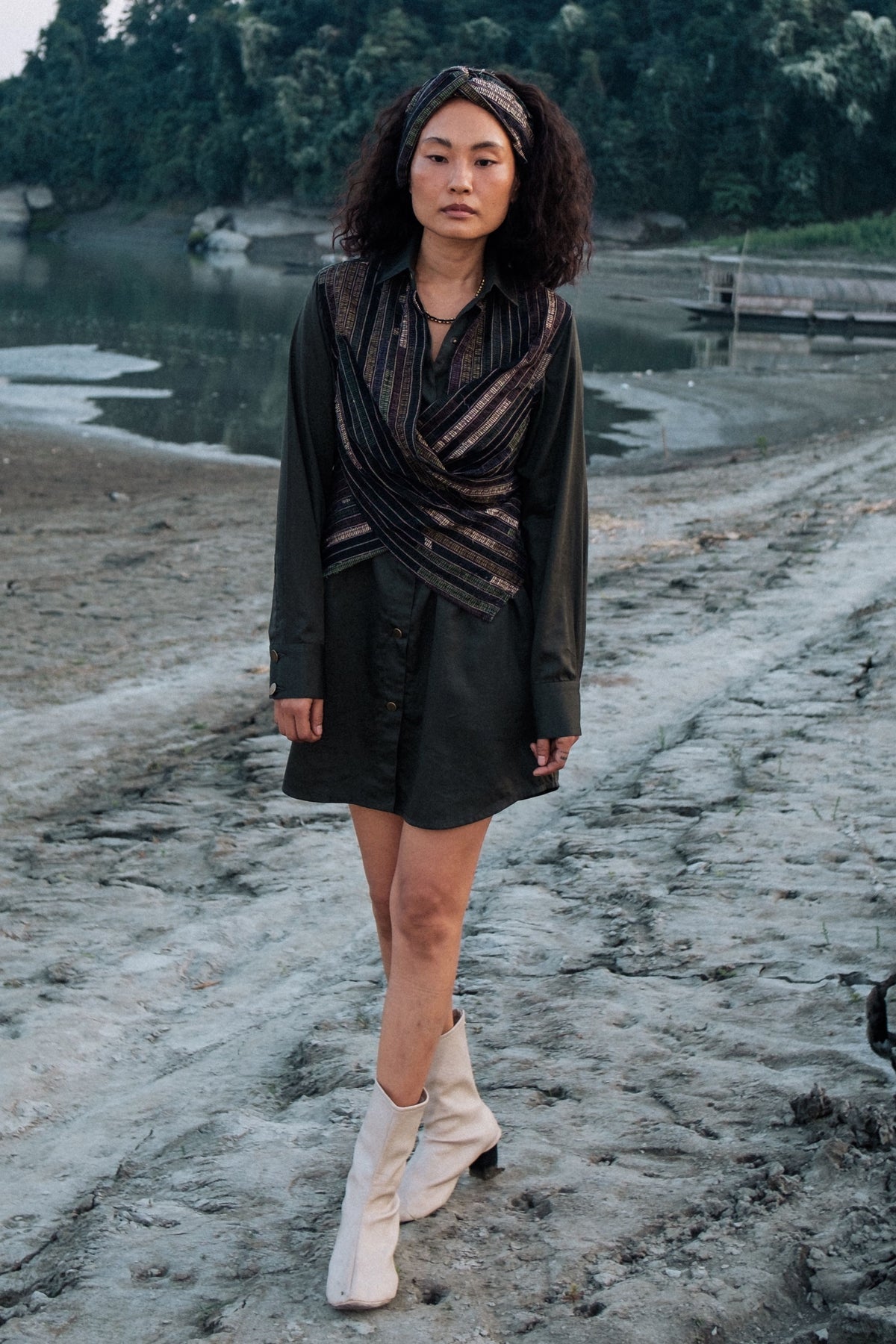 Upcycled Seattle Green Wrap Dress