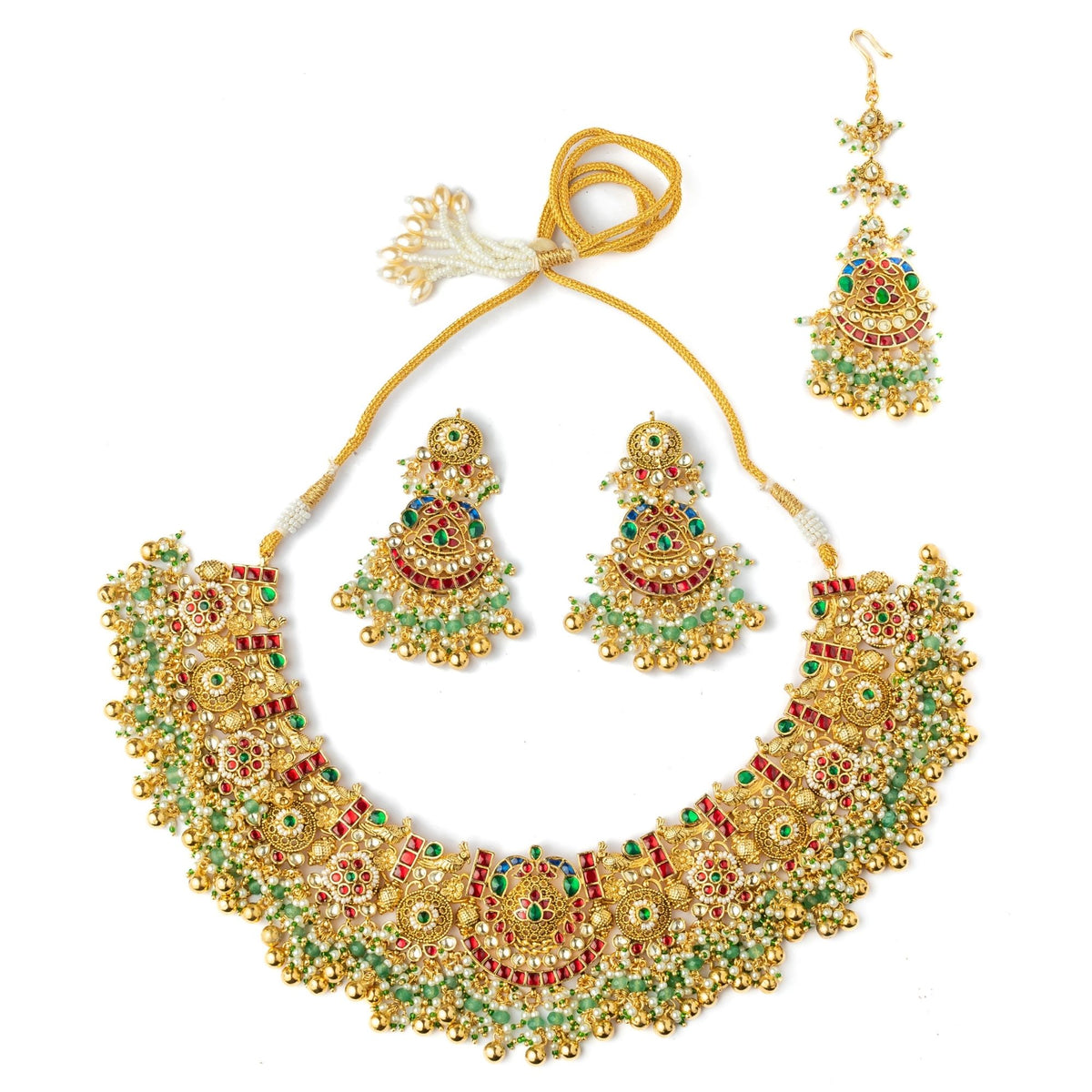 Gold-plated Green Stone Necklace Set