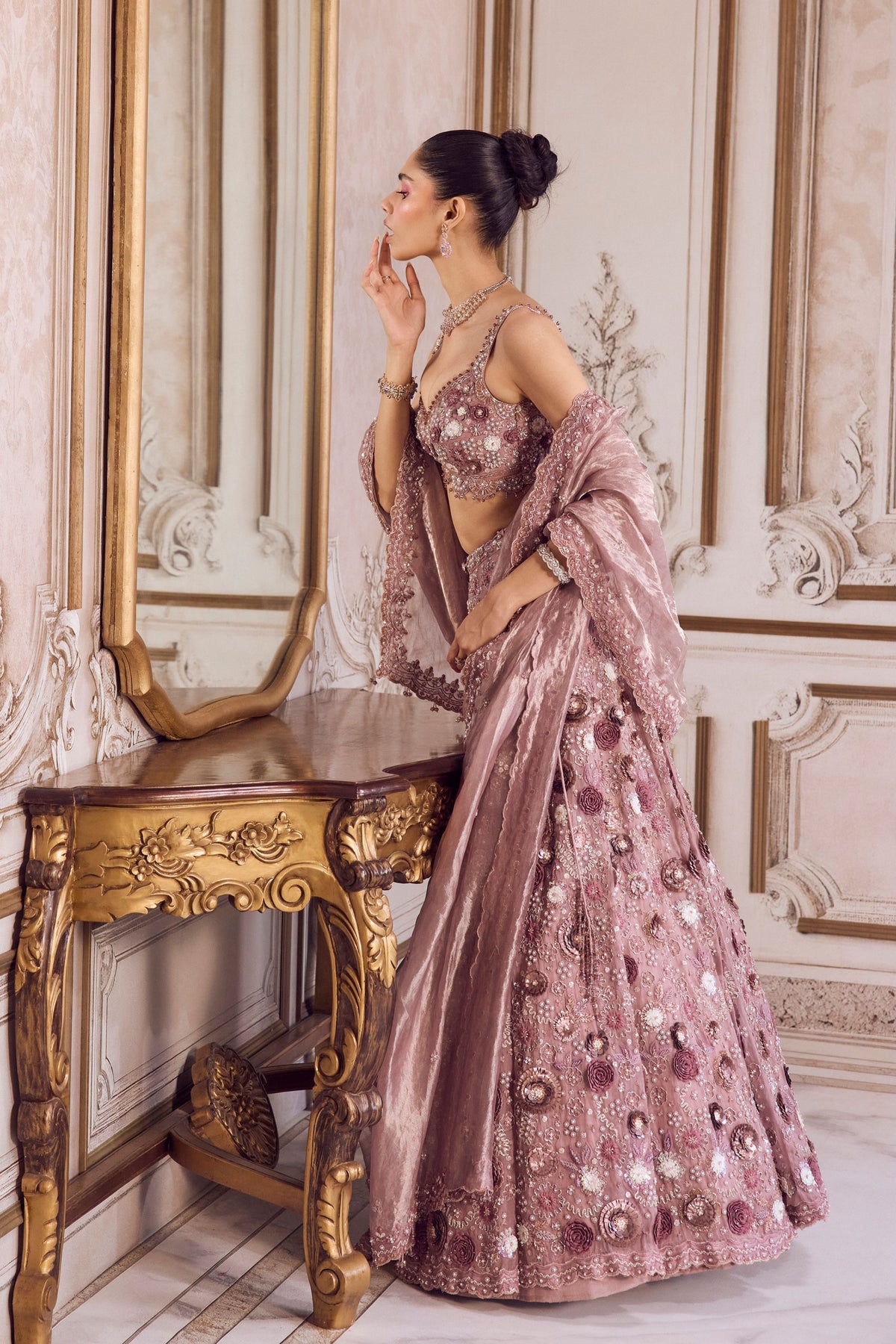 Champagne Rose Lehenga Set