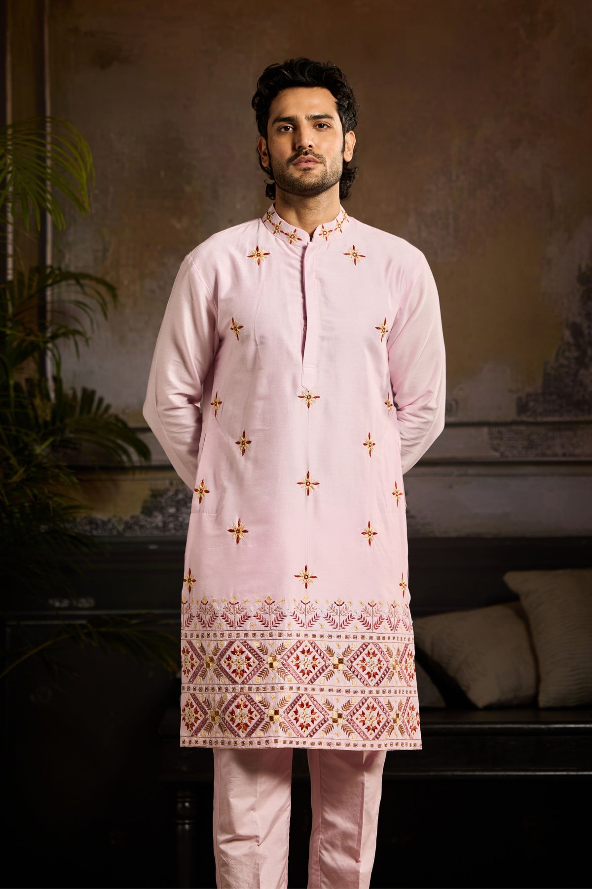 Blush Pink Trible Kurta Set