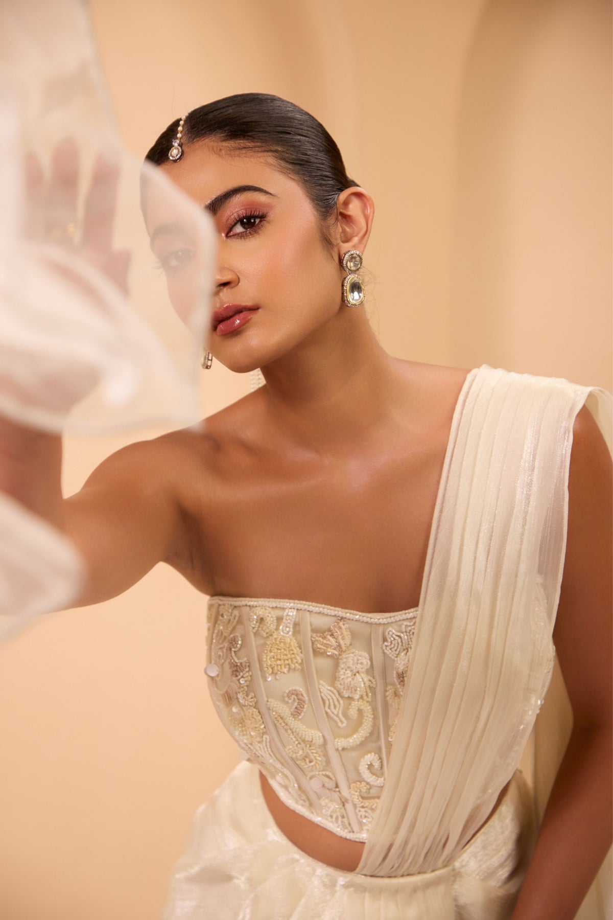 Hand Adored Corset With Drape Saree