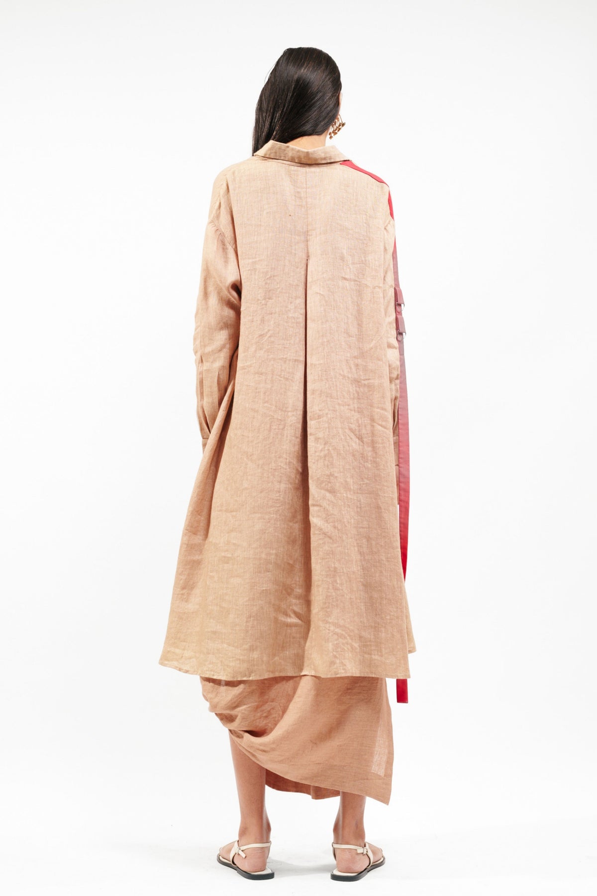Nude Draped Dhoti Skirt