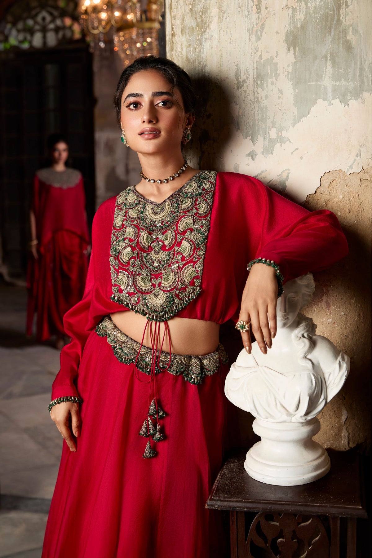 Red Antifit Skirt Set