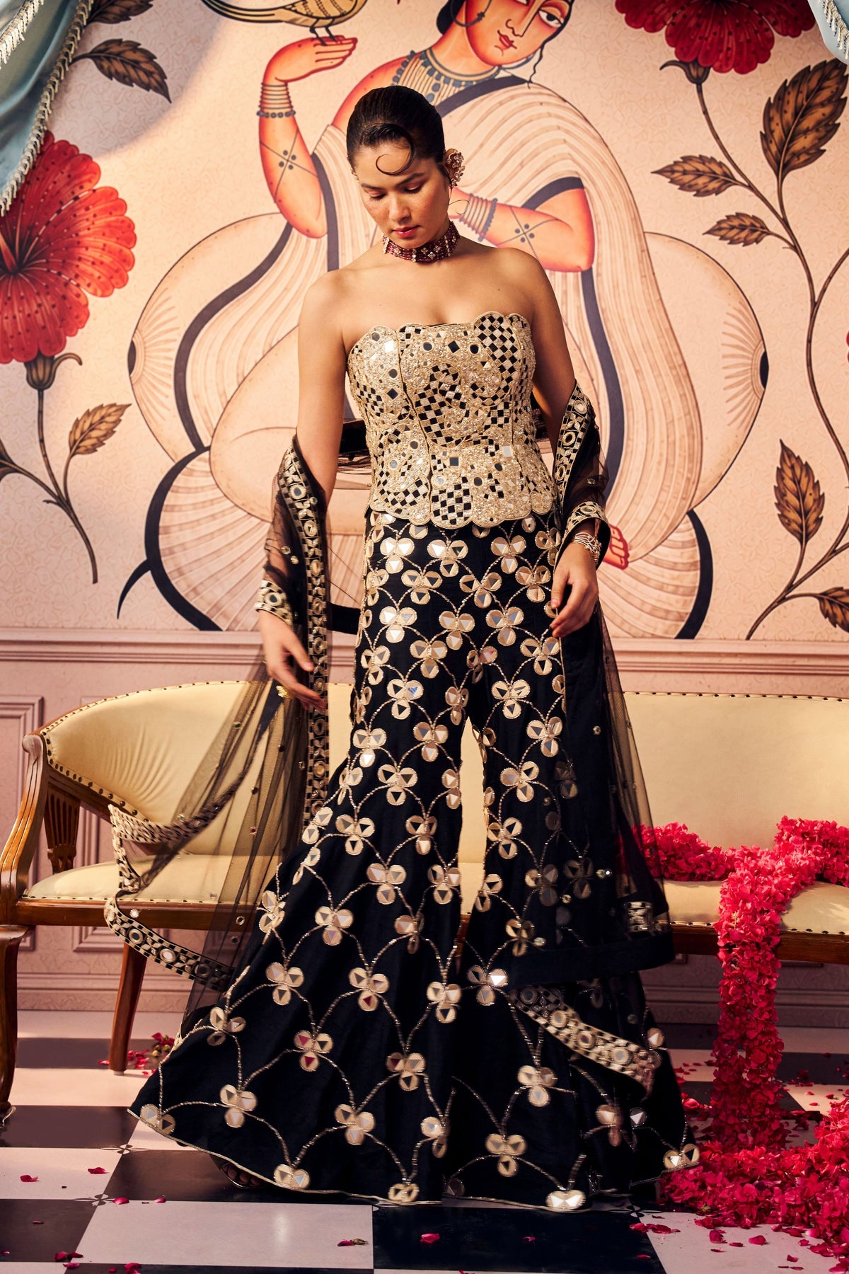 Black Gold Sharara Set