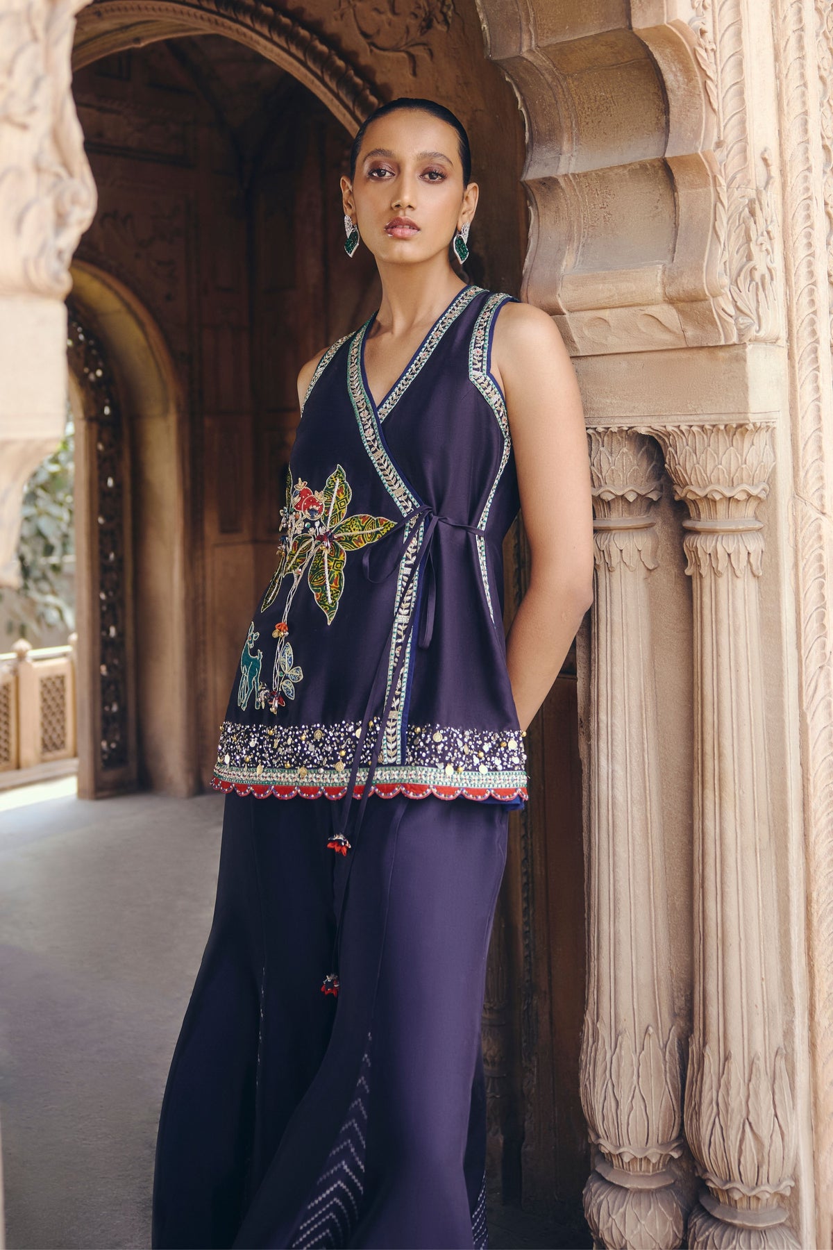 Amber Ajrakh Sharara Set