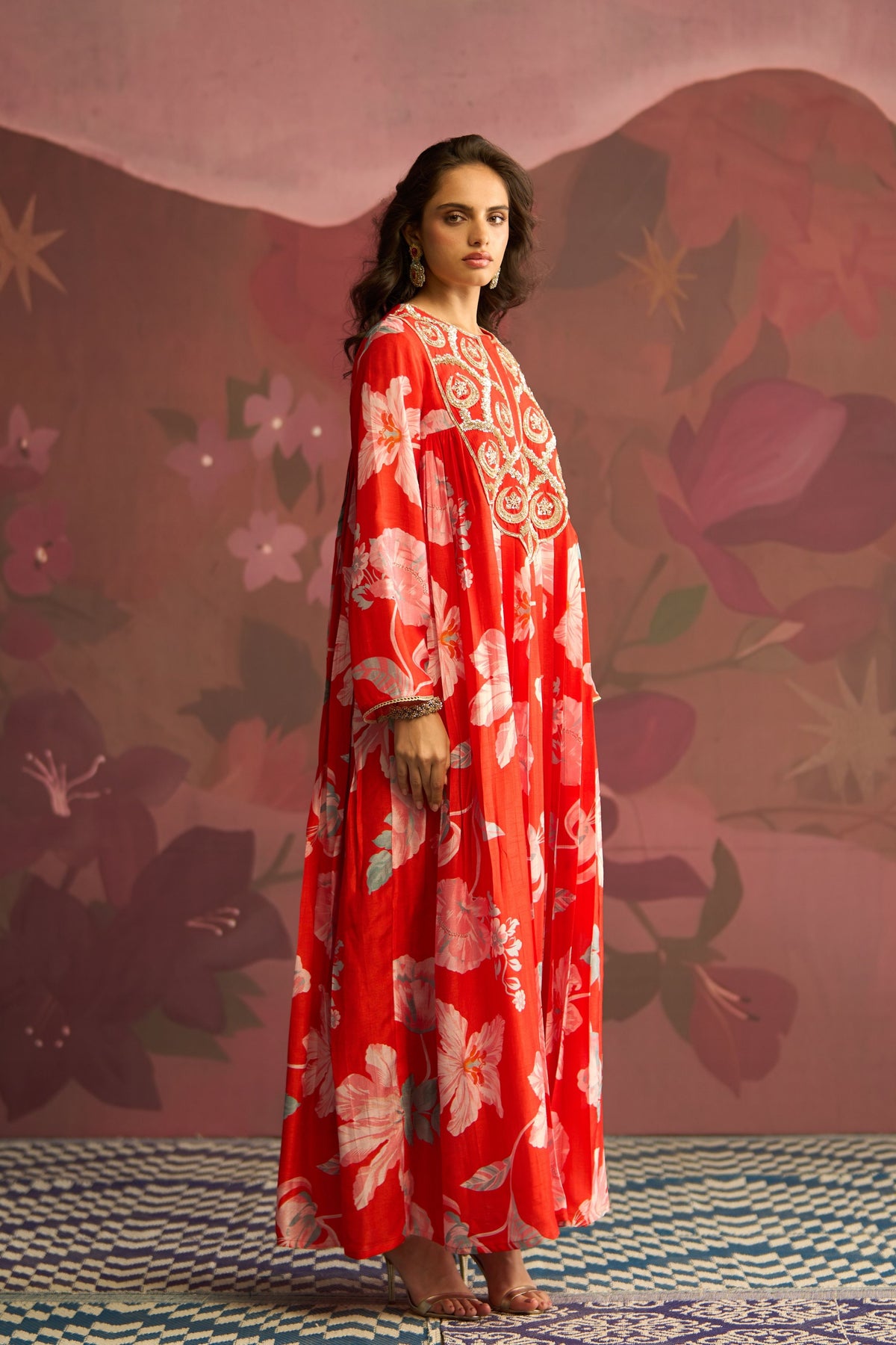 Red Bloom Anarkali
