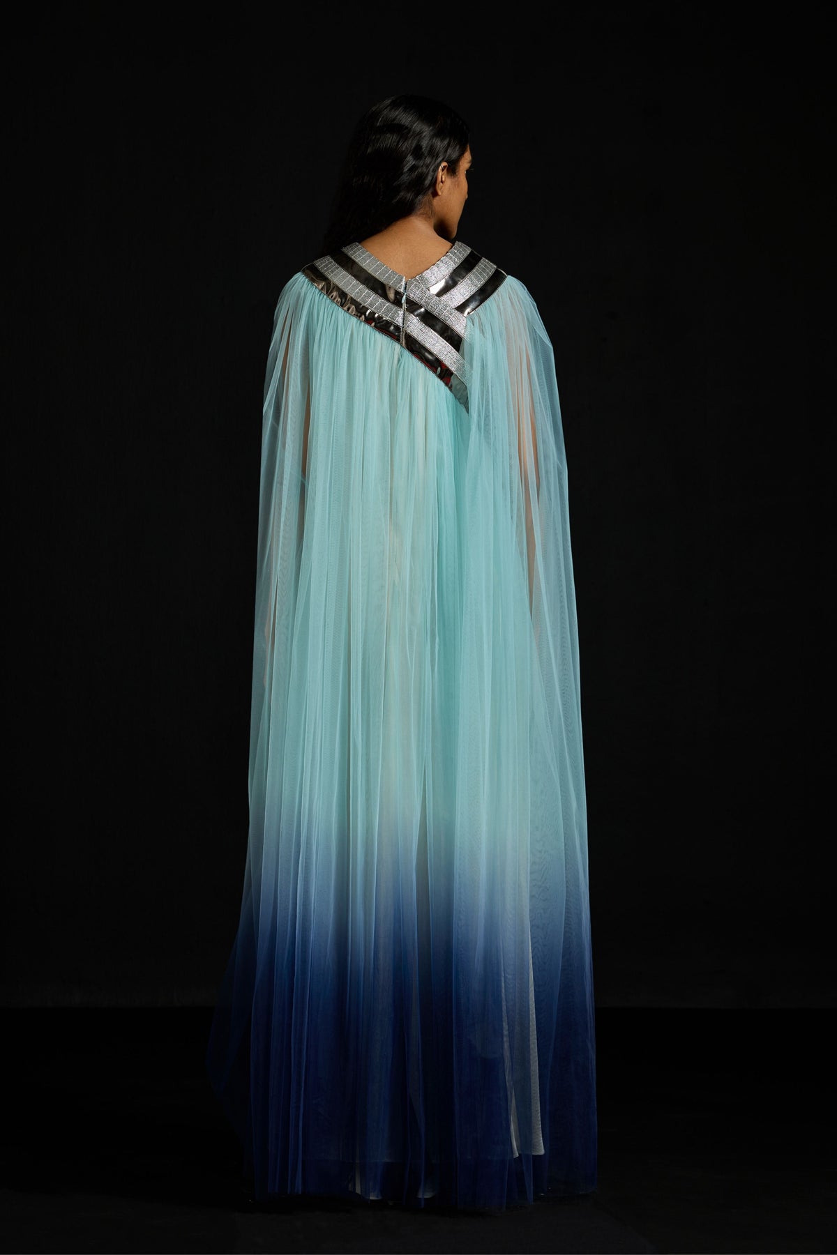 Gradient Tulle Gathered Kaftan