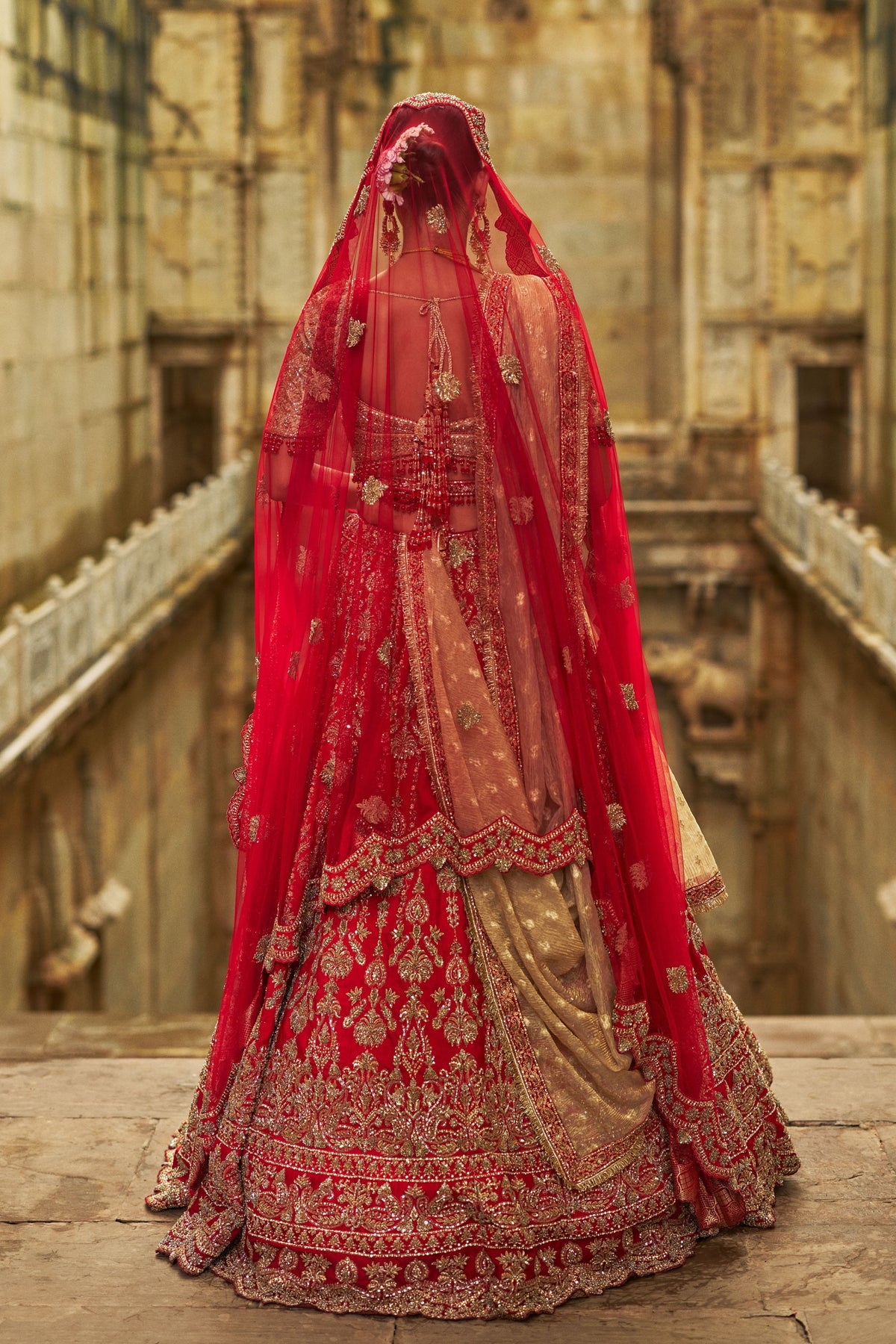 Red Raw Silk Lehenga Set