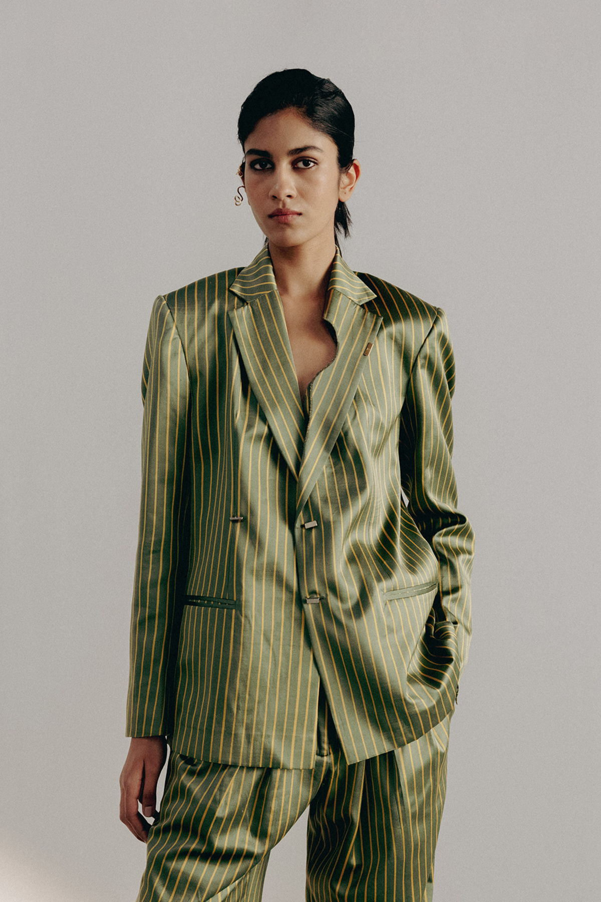 Green Stripe Blazer