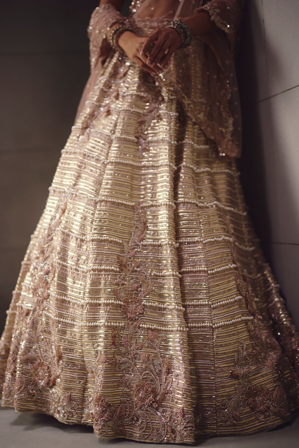 Dusty Pink Embroidered Lehenga Set