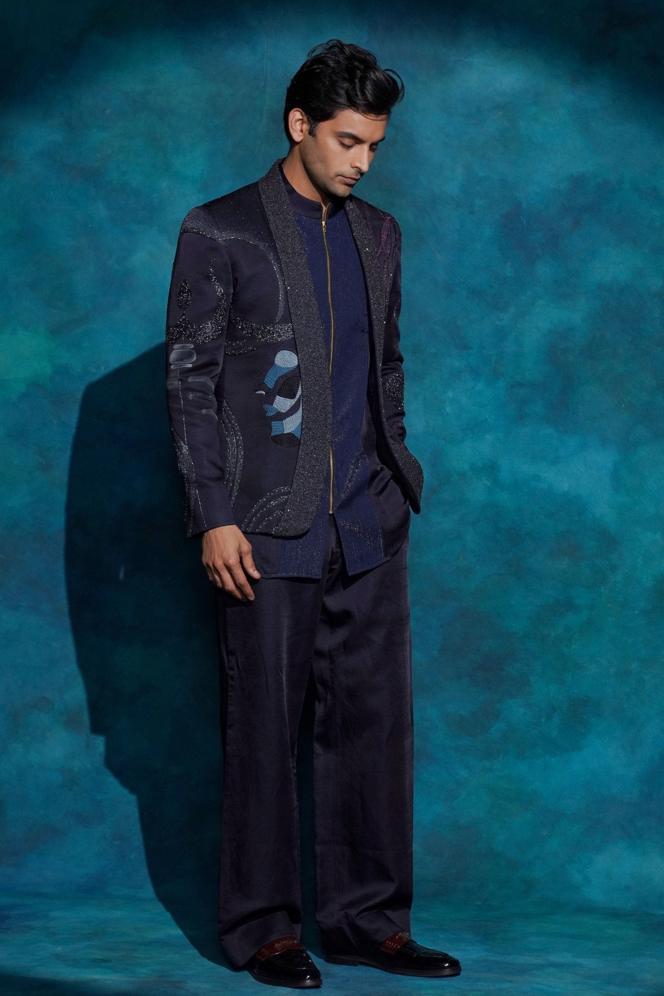 Blue Midnight Blazer Set - Jatin Malik - Elahe