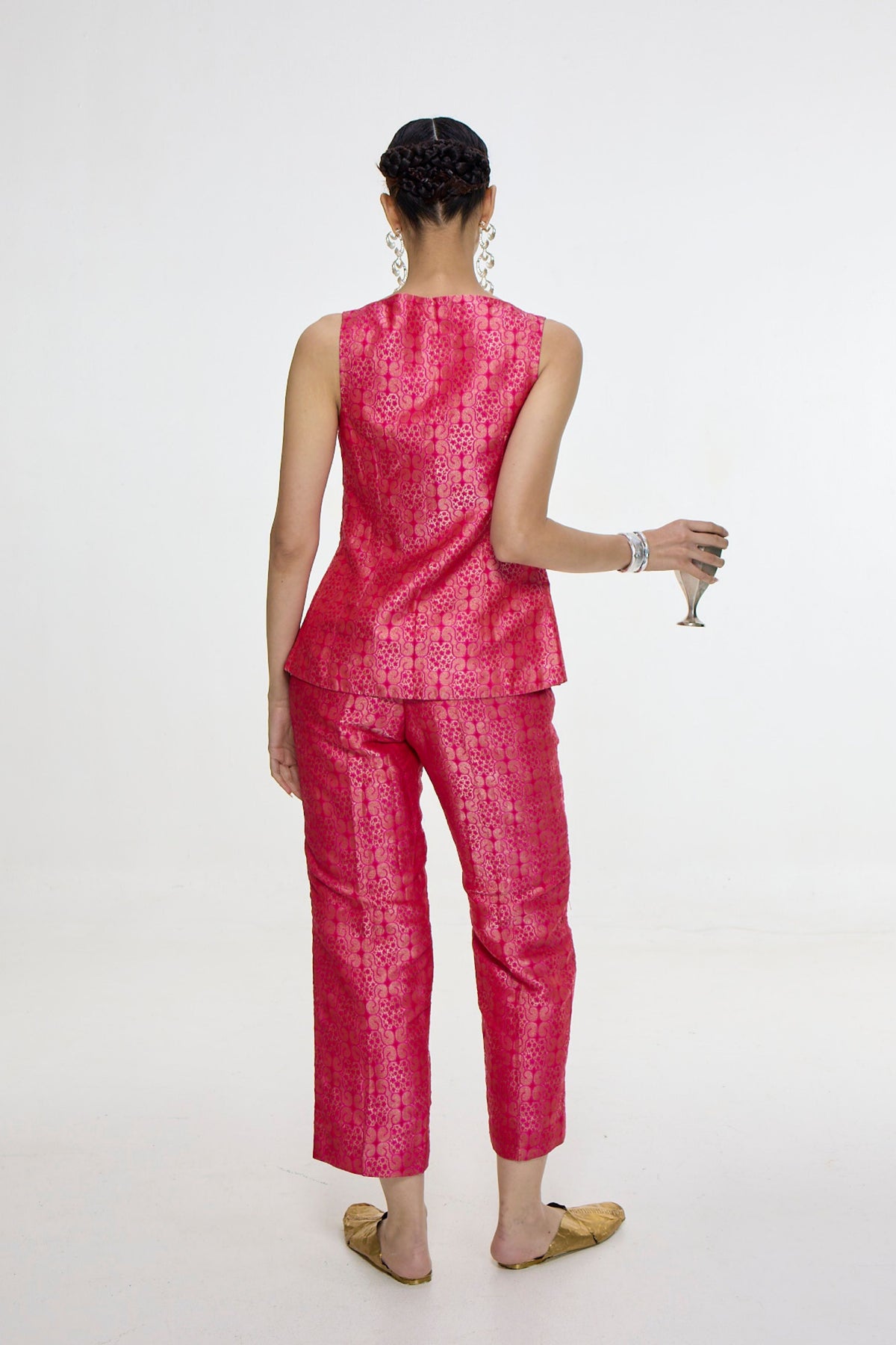 Handwoven Fuchsia Waistcoat Set