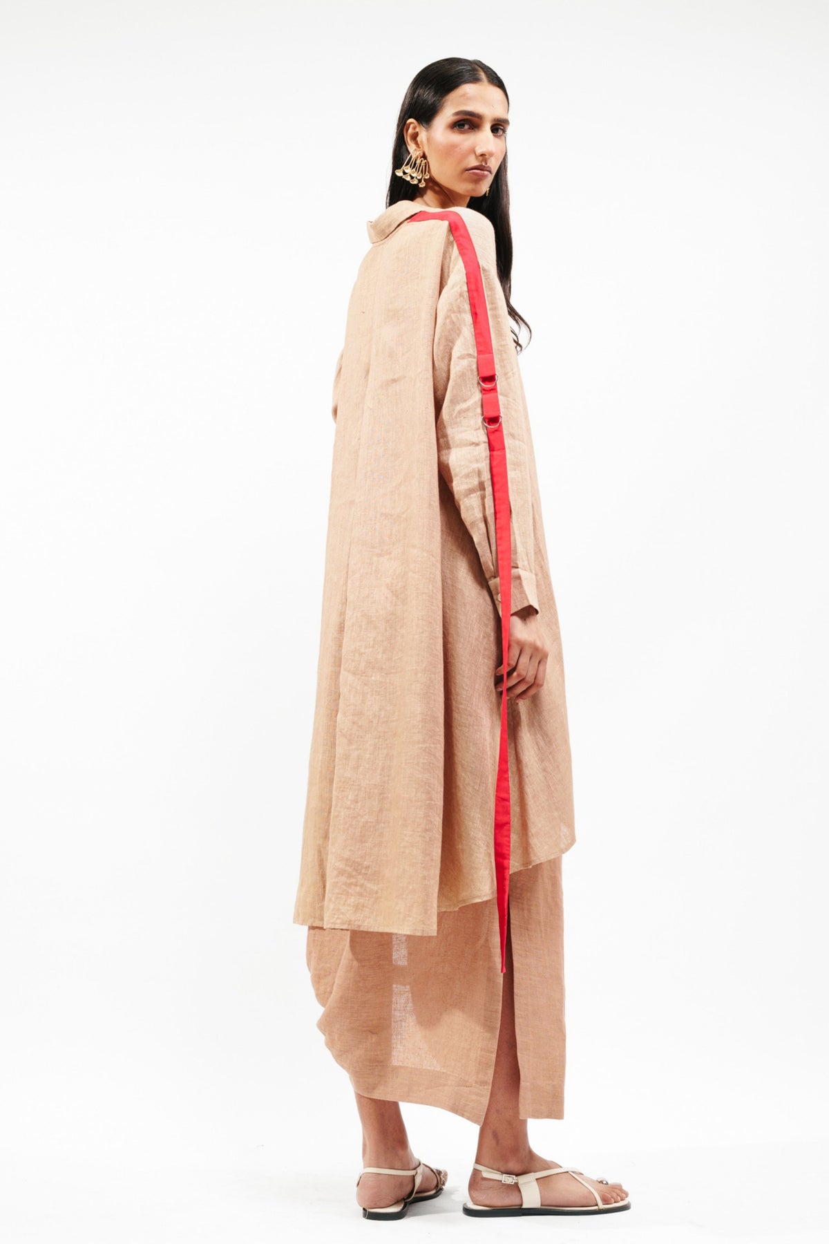 Nude Draped Dhoti Skirt