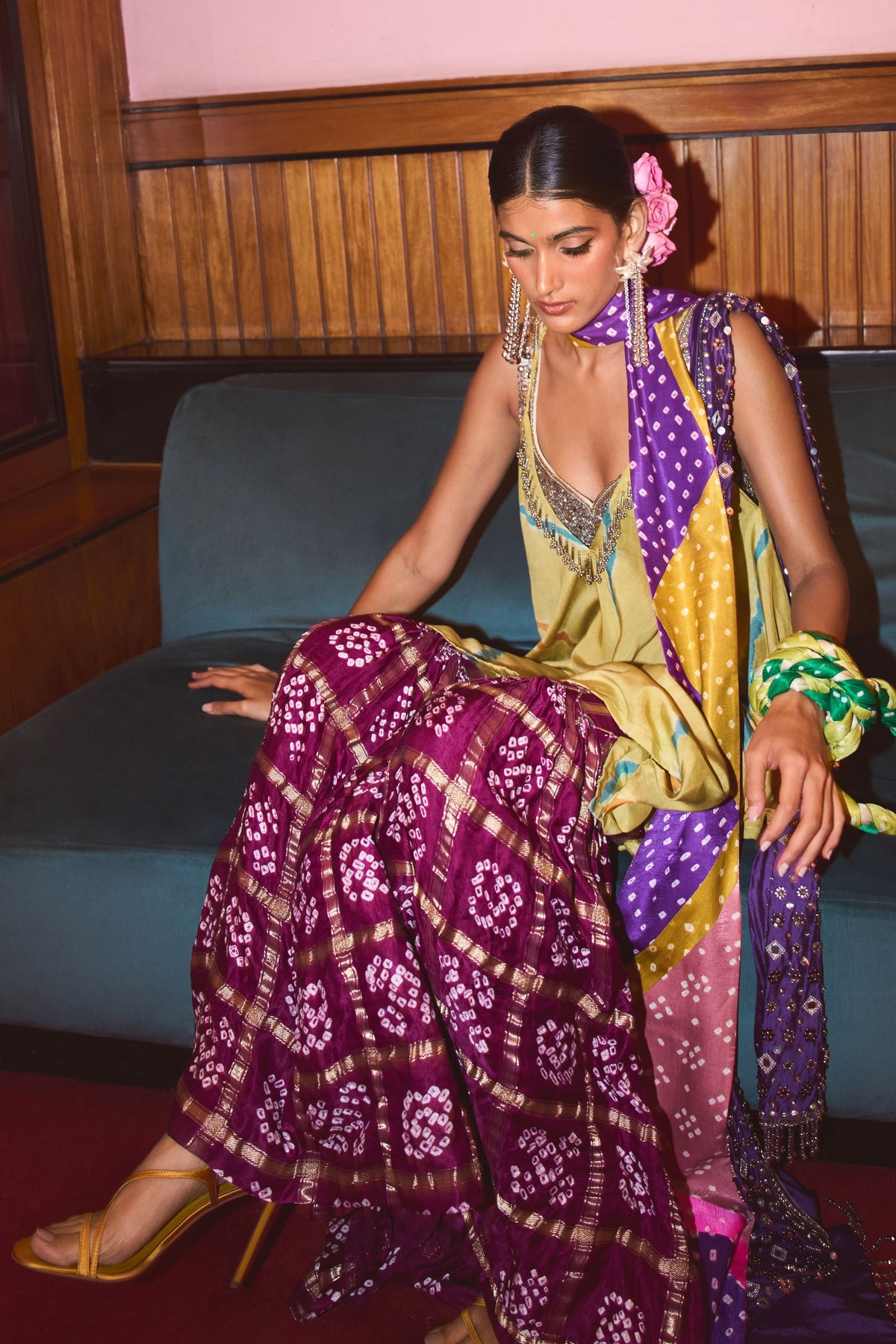Rangeela Olive Mulberry Gharara Set