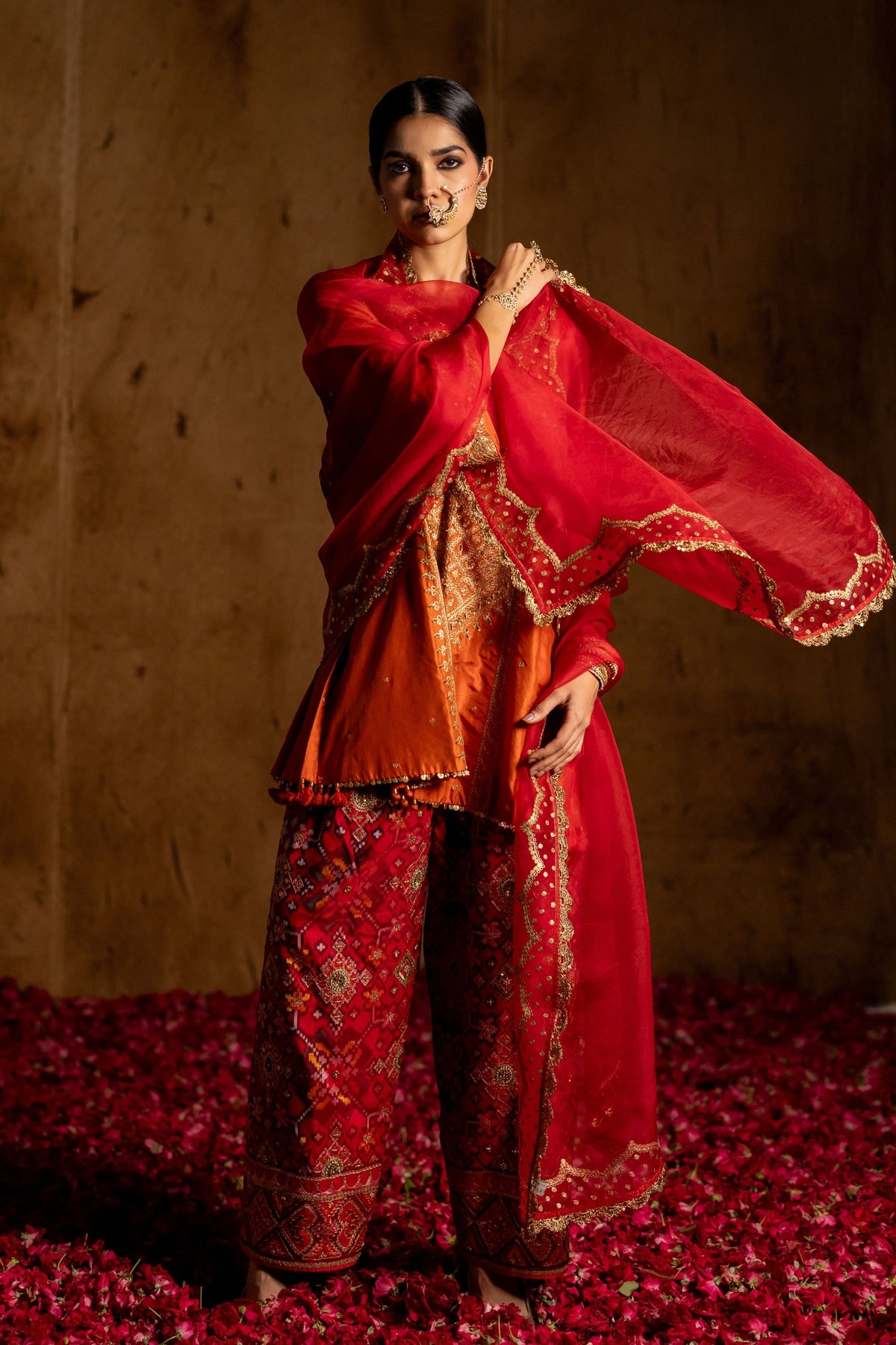Red Gul Dupatta