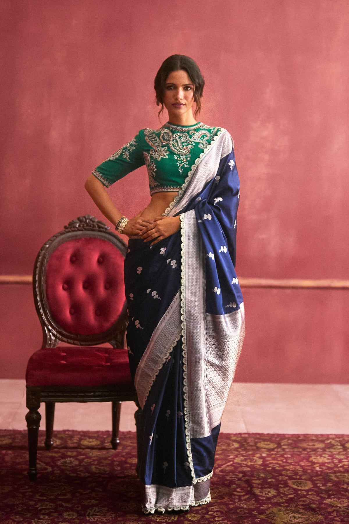Banarasi Navy Saree Set