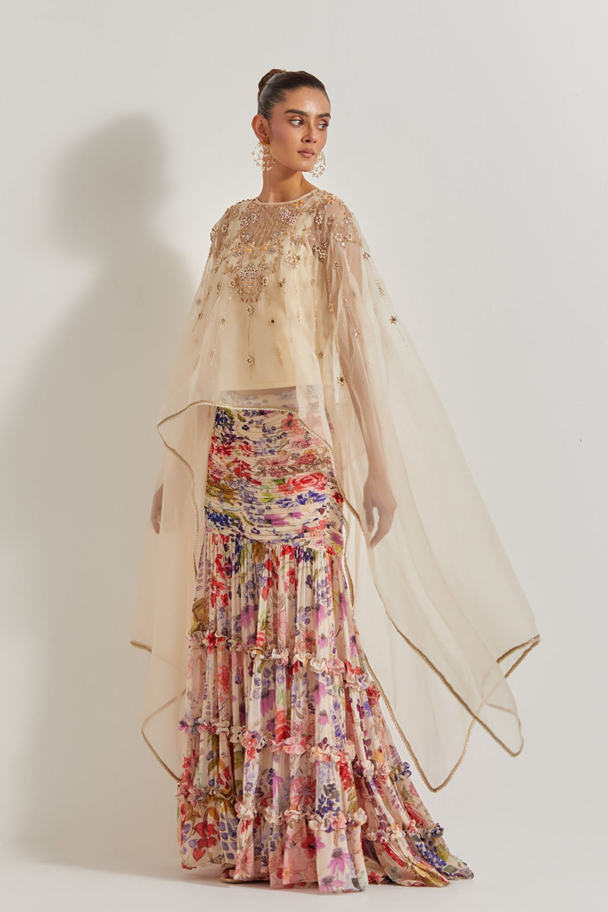 Tiered Skirt With Cape