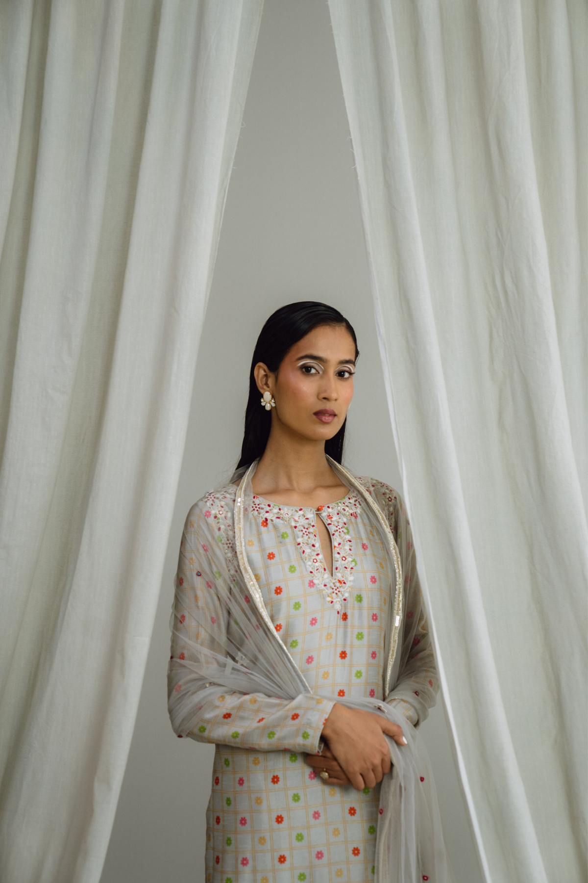 Grey Straight Kurta Set