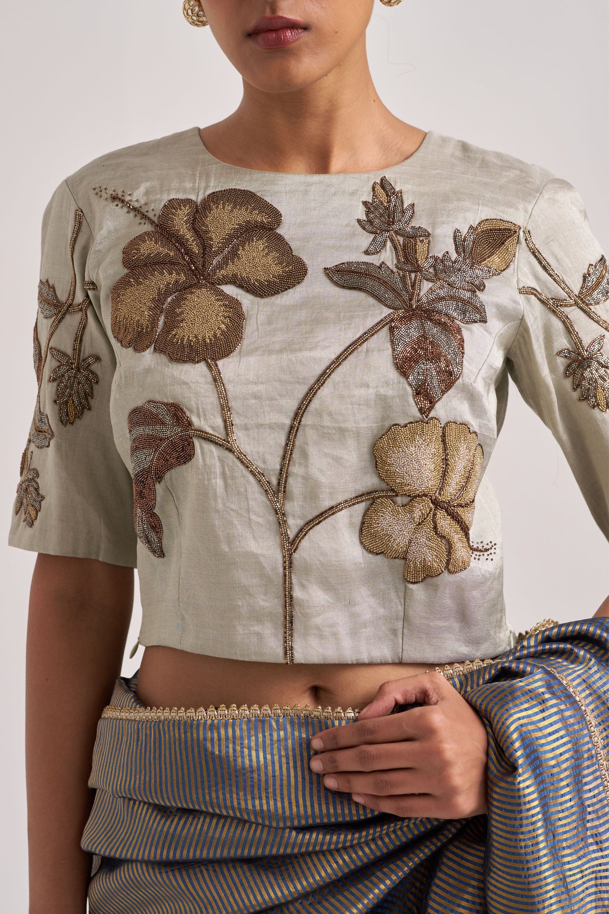 Hibiscus Silver Blouse