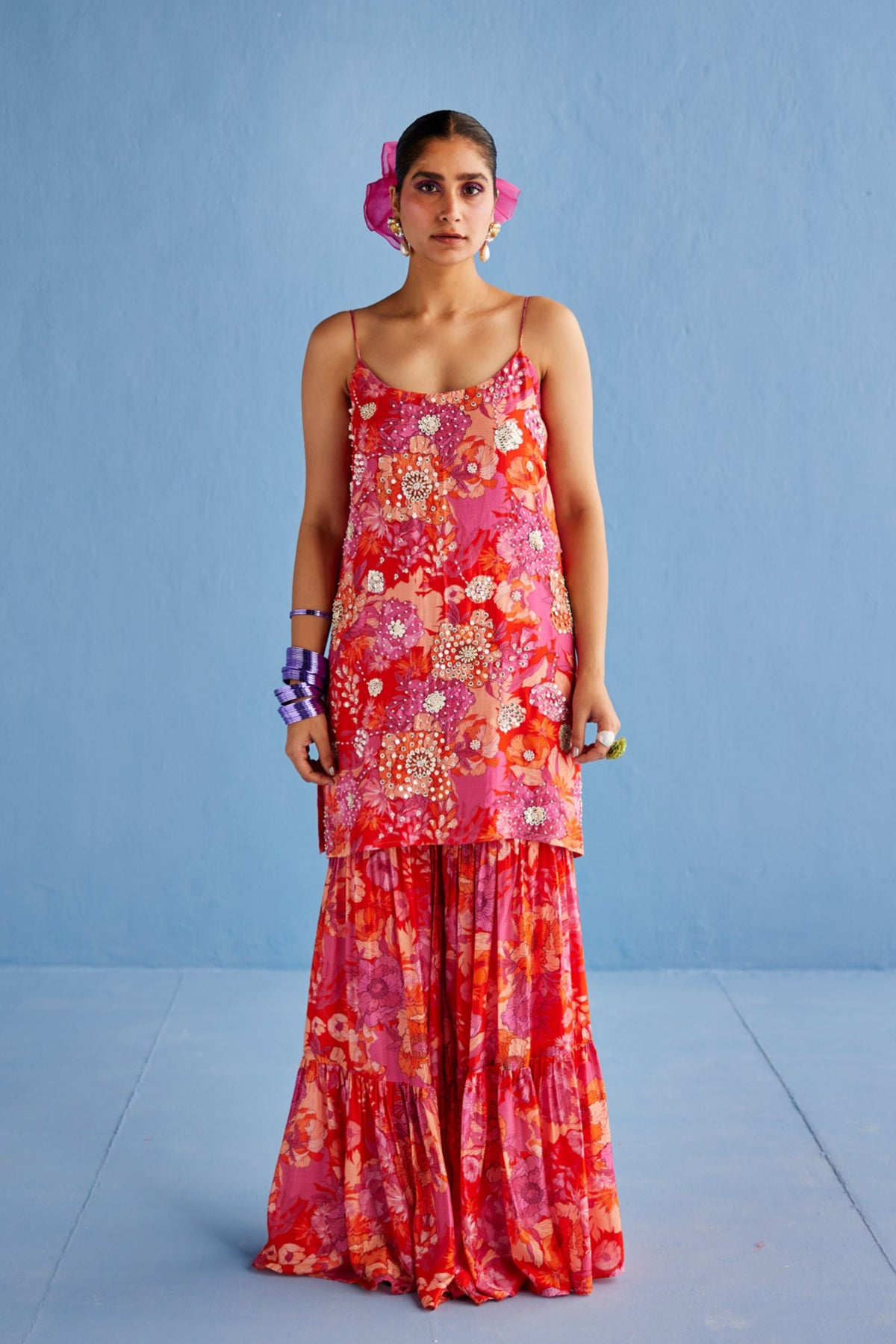 Pink Printed Sharara Set