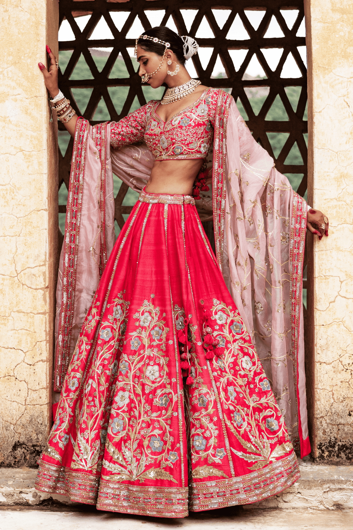 Classical Raw Silk Wedding Lehenga