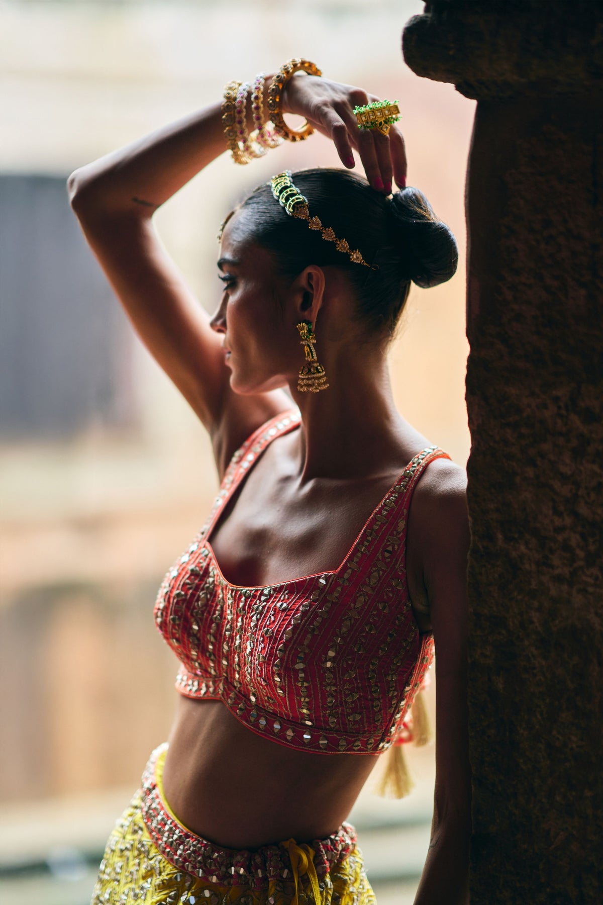 Yellow Raw Silk Lehenga Set
