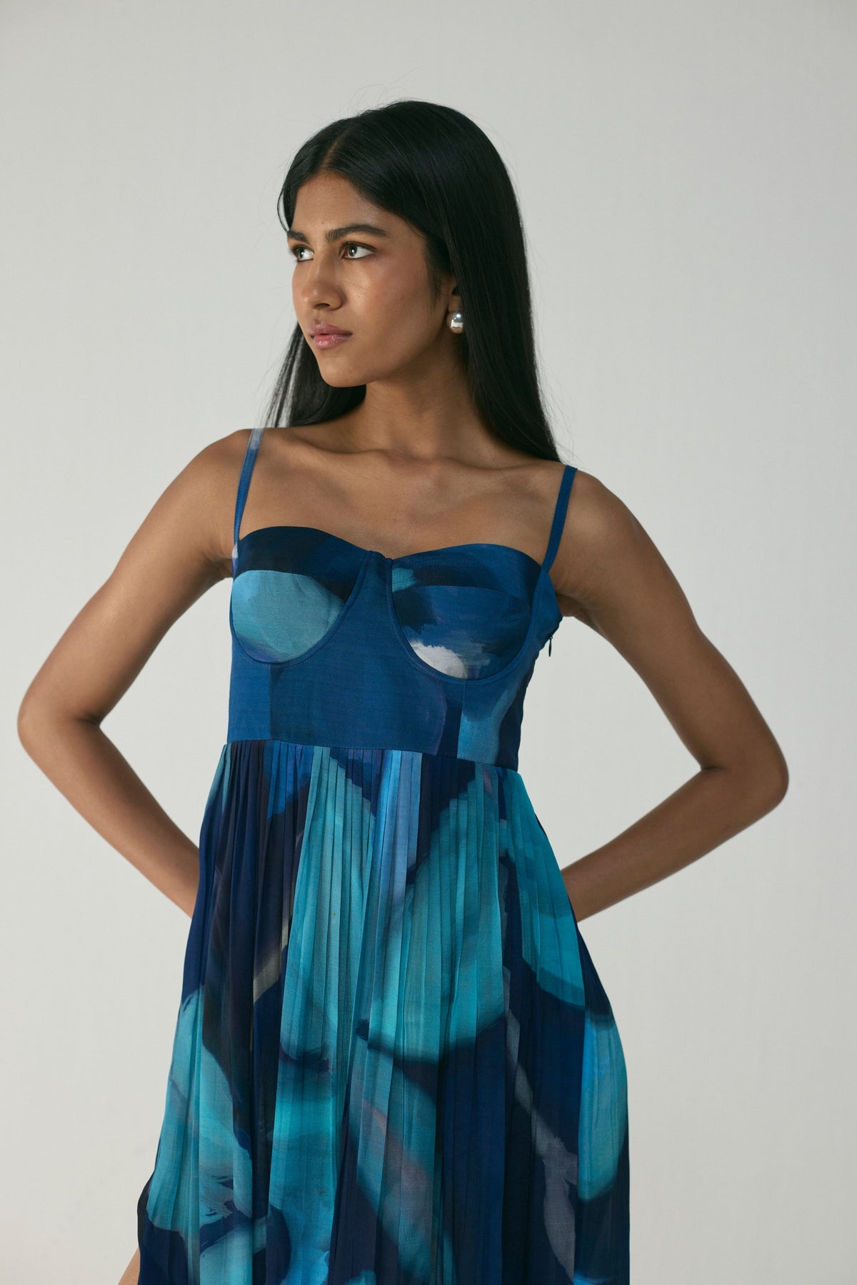 Blue Lagoon Crepe Bralet Dress