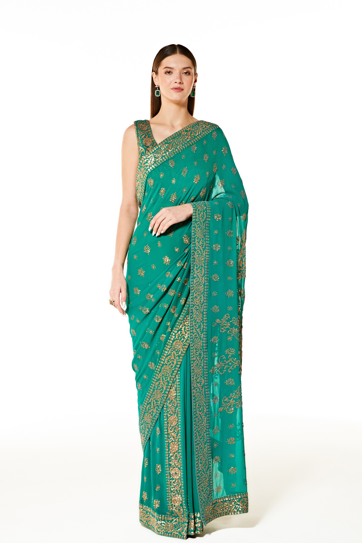 Zaynab Sea Green Saree Set