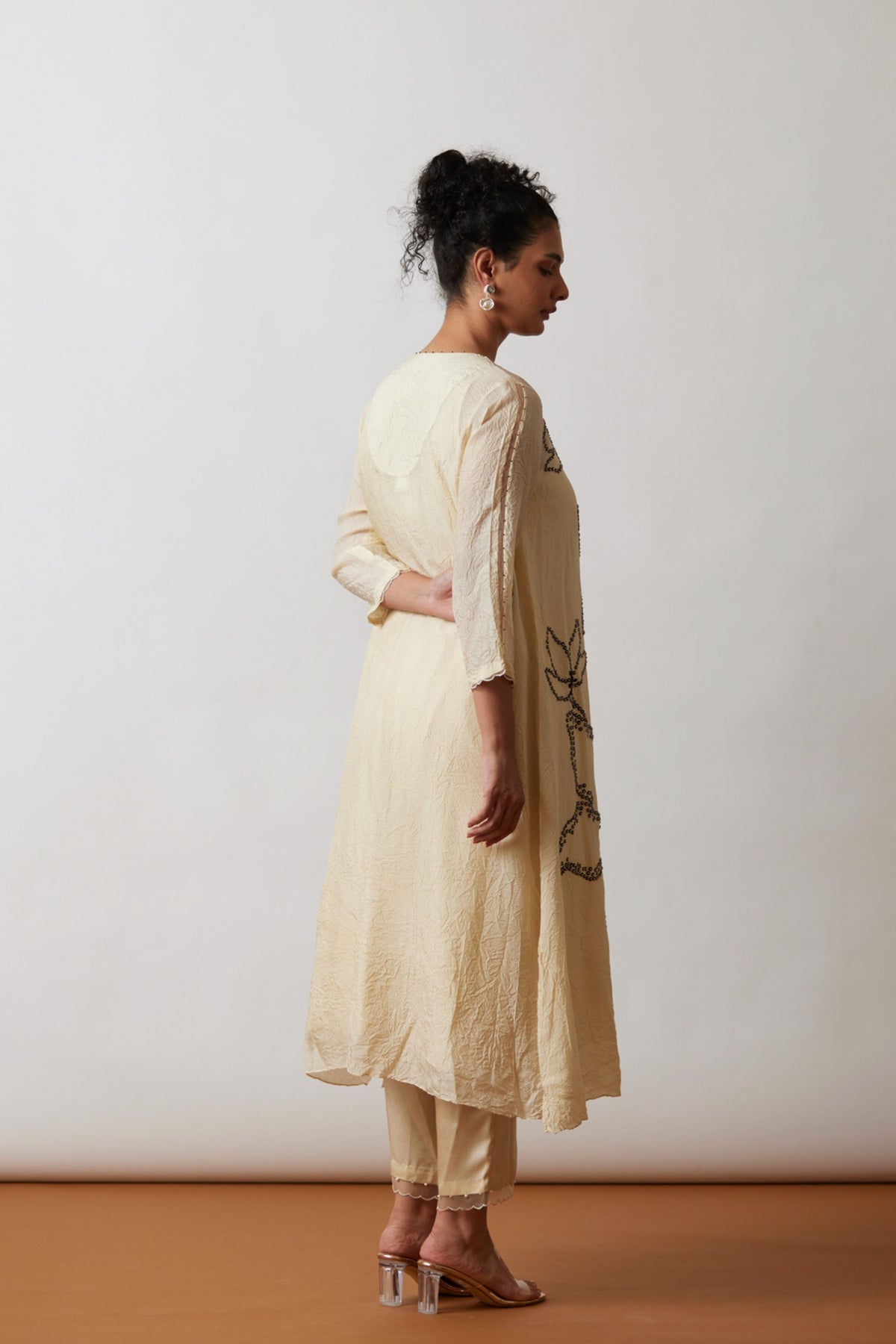 Ivory Crushed Silk Kurta Set